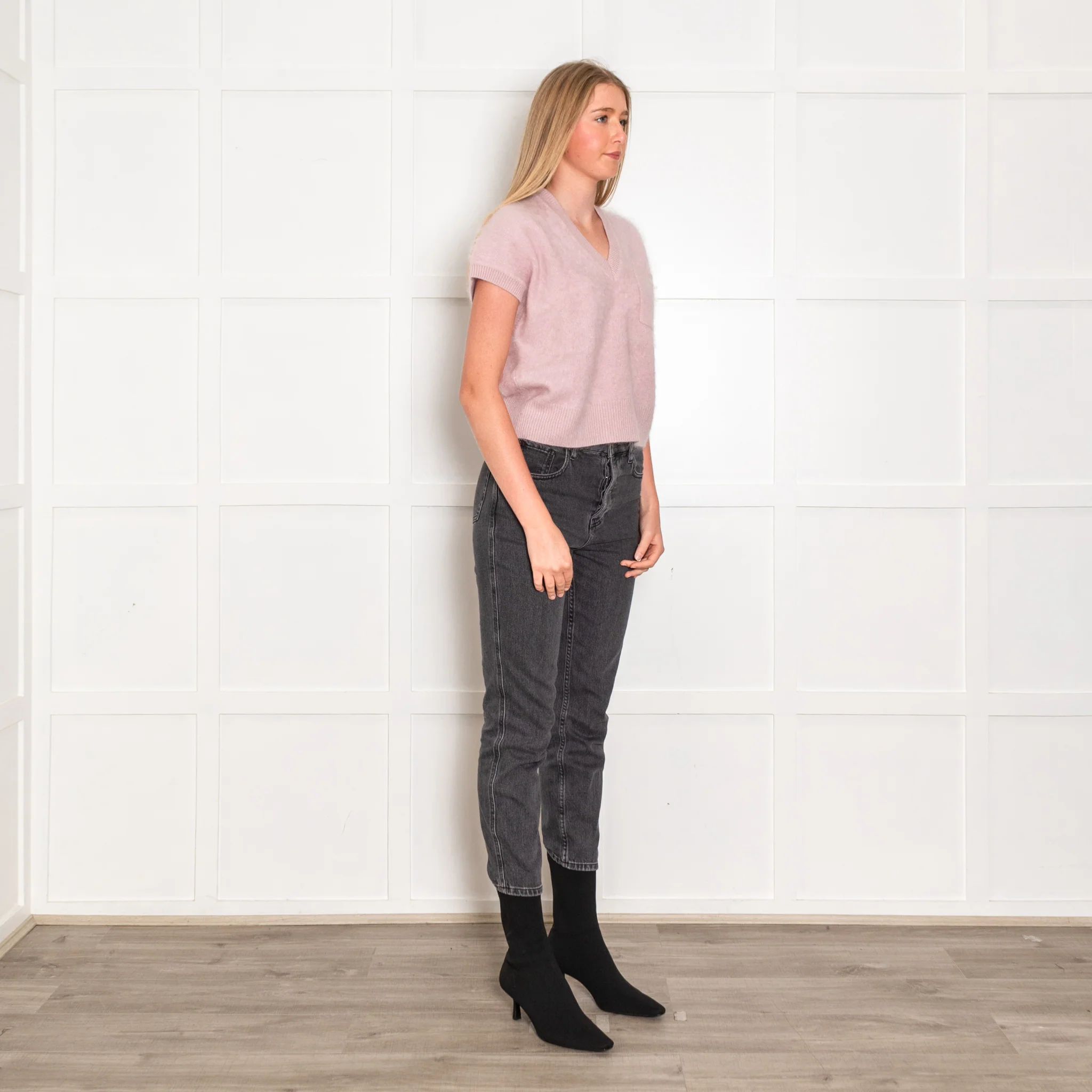 Me & Em Pink Front Pocket Cashmere Sleeveless Jumper - Image 7