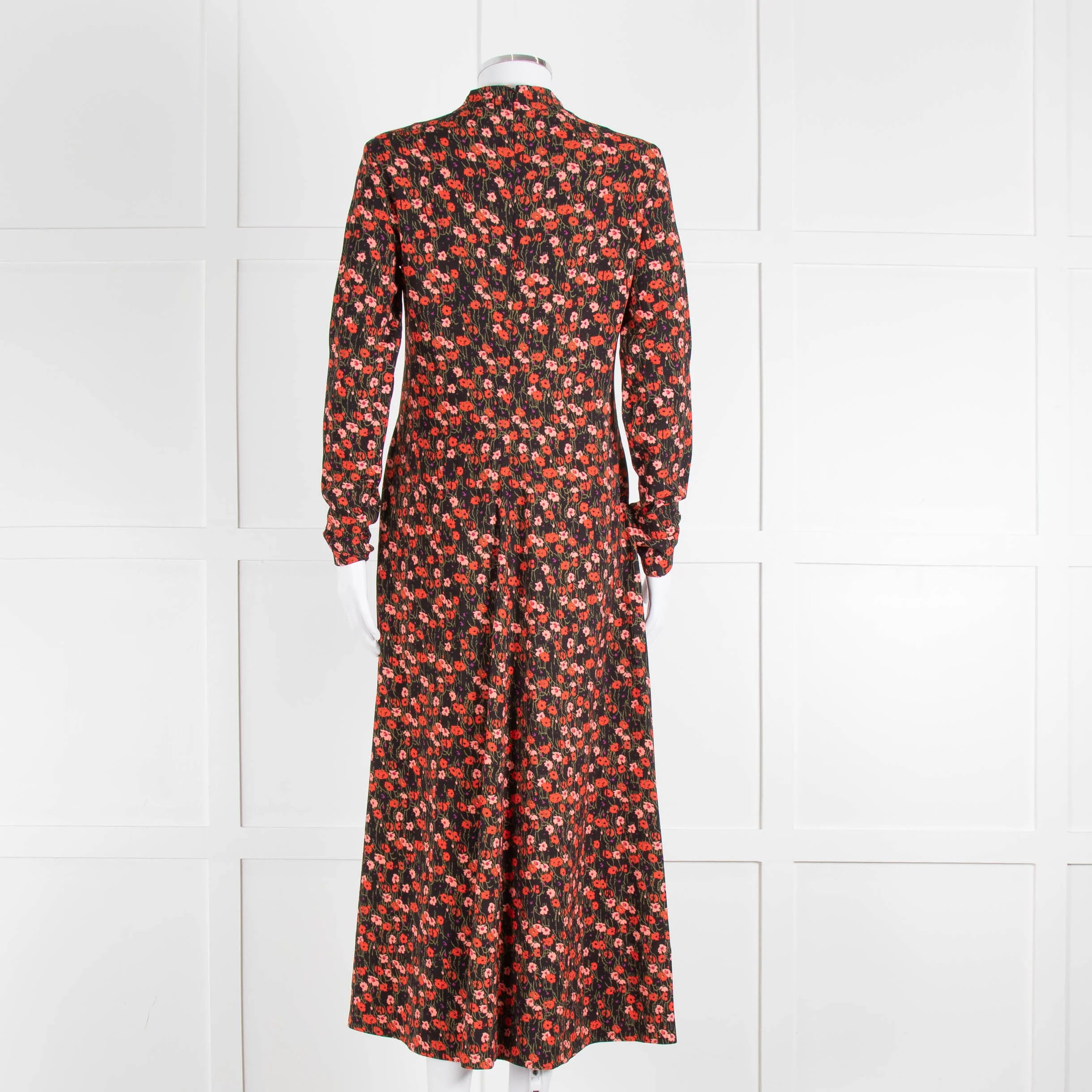 Me + Em Red and Pink Floral Zip Front Midi Dress - Image 5