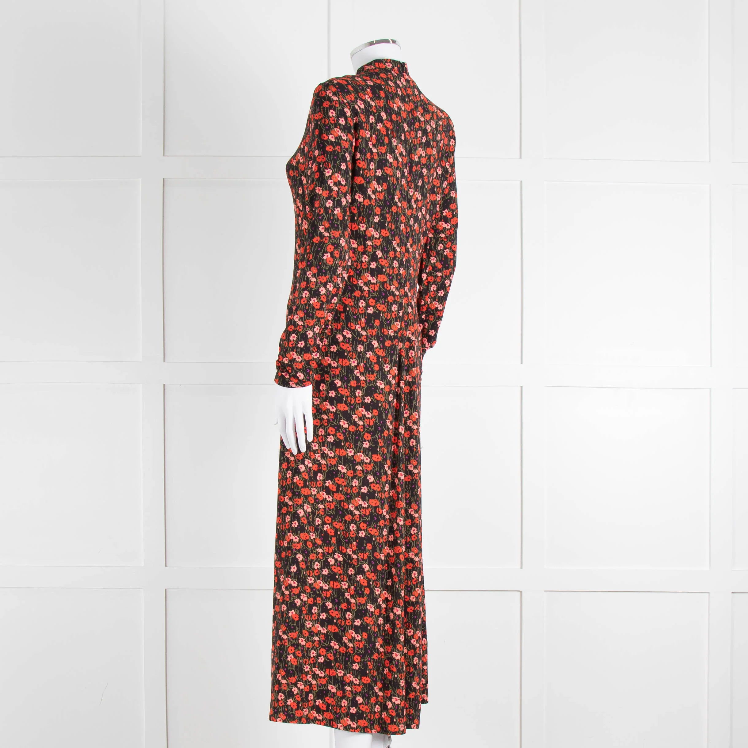 Me + Em Red and Pink Floral Zip Front Midi Dress - Image 6