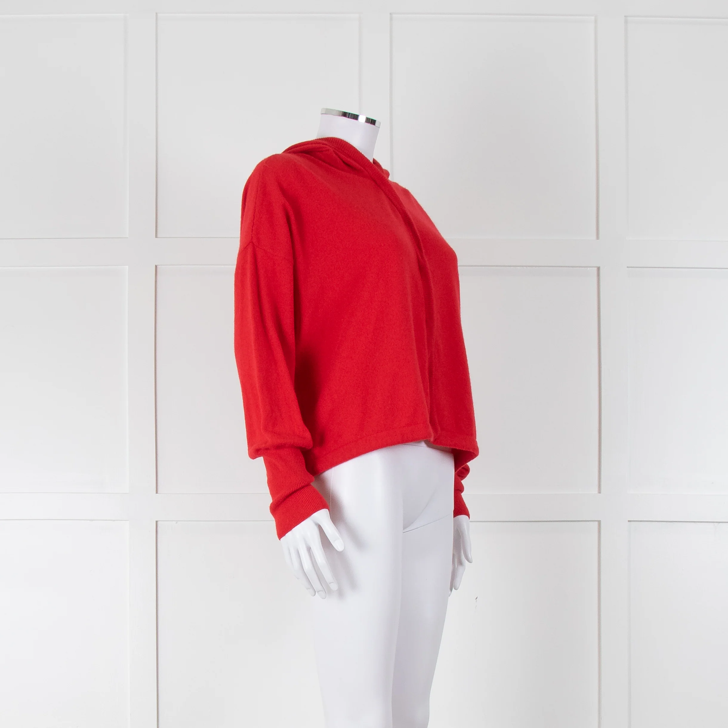 ME + EM Red Cashmere Button Up Cardigan with Hood - Image 2