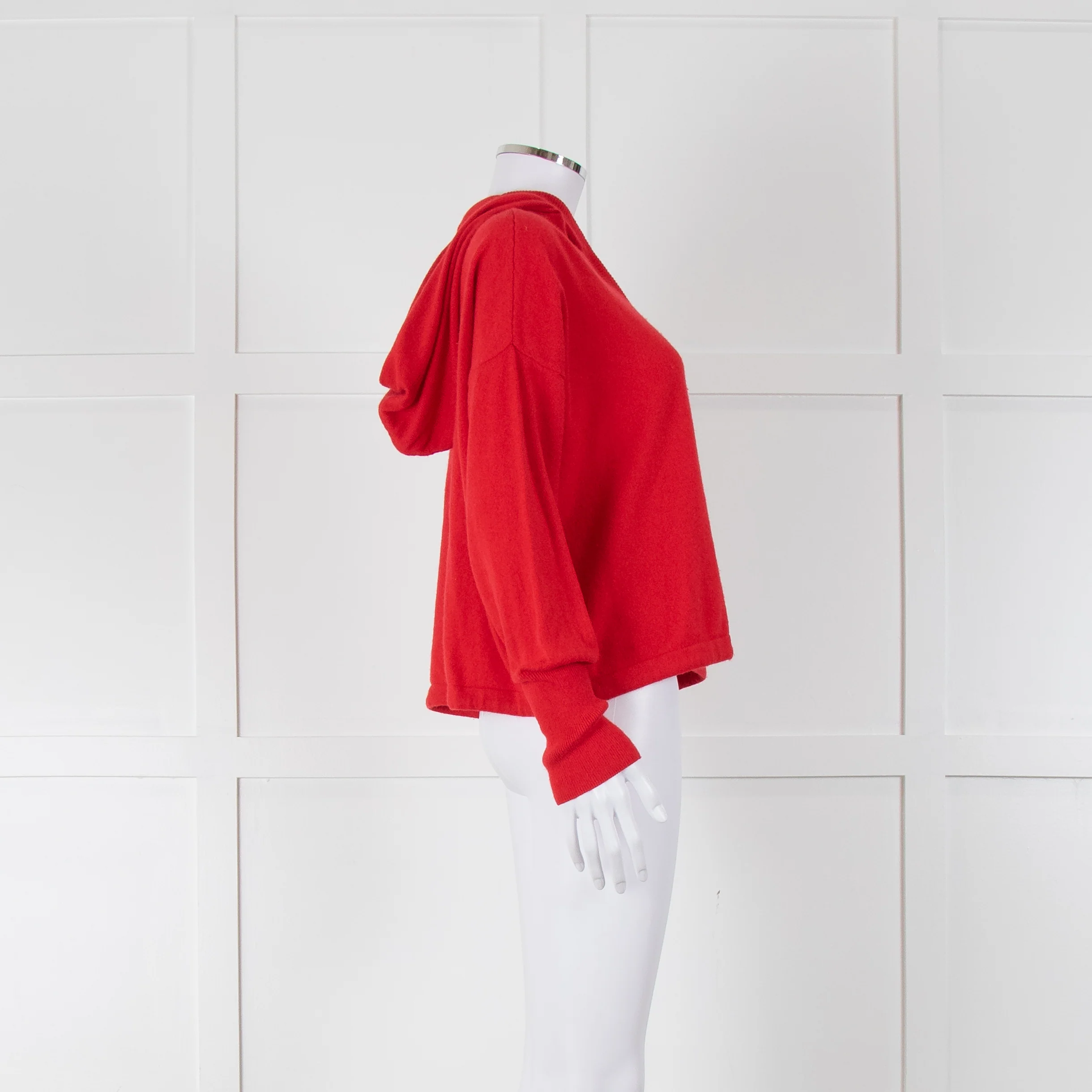 ME + EM Red Cashmere Button Up Cardigan with Hood - Image 3