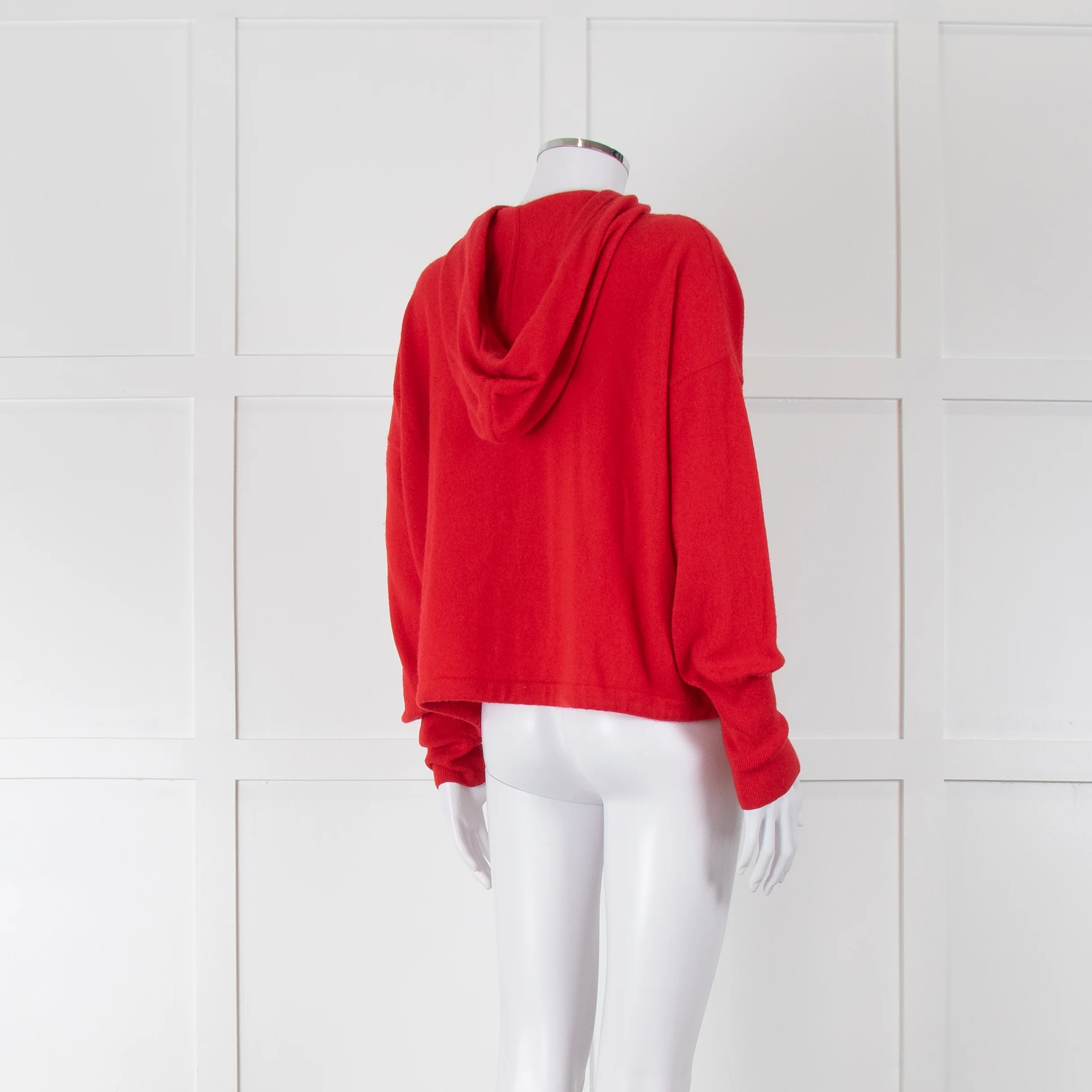 ME + EM Red Cashmere Button Up Cardigan with Hood - Image 4