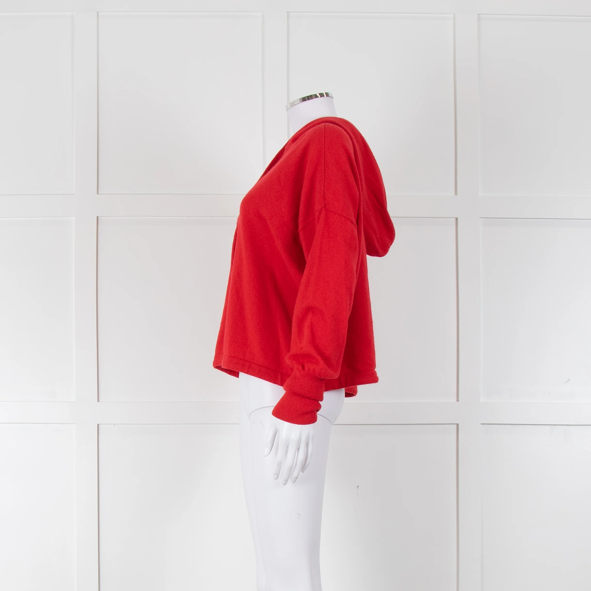 ME + EM Red Cashmere Button Up Cardigan with Hood - Image 7