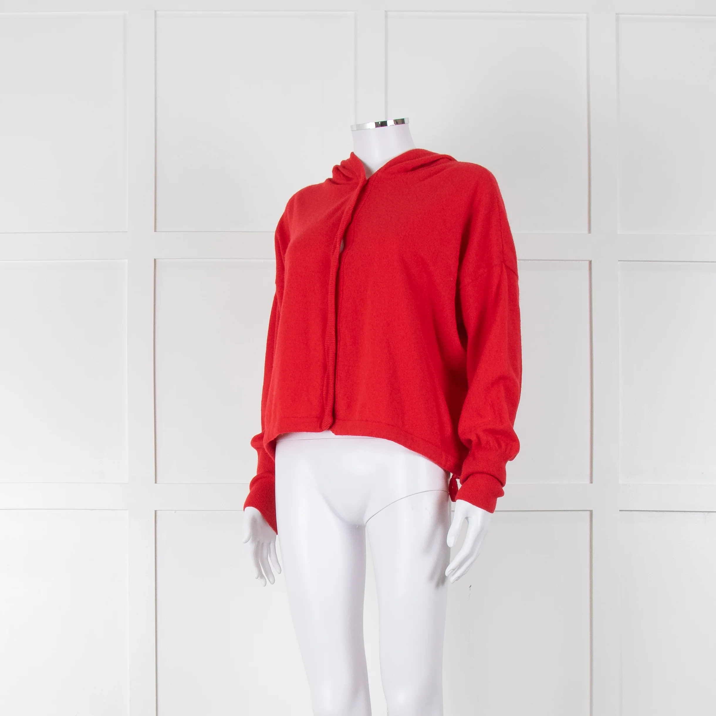 ME + EM Red Cashmere Button Up Cardigan with Hood - Image 8