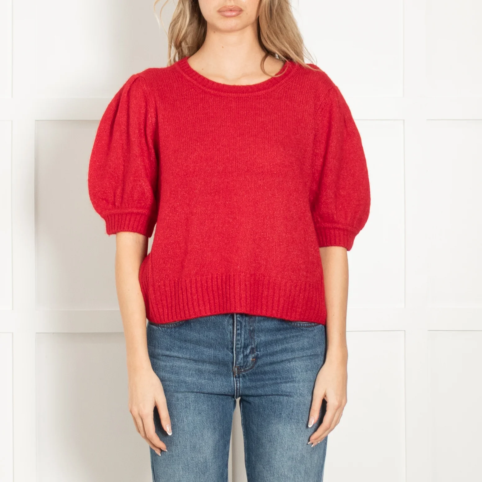 Me + Em Red Cashmere Mix Short Sleeve Jumper - Image 2