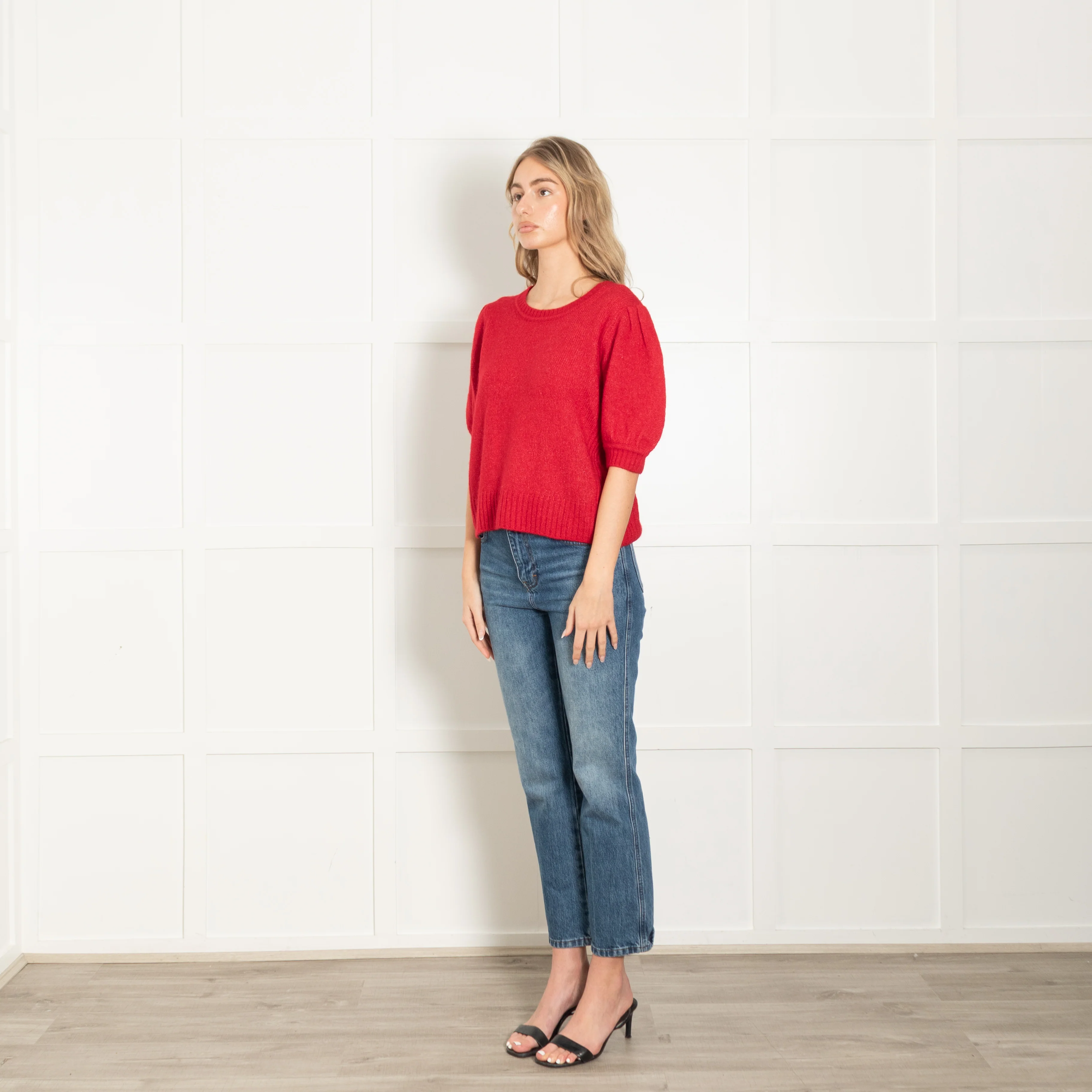 Me + Em Red Cashmere Mix Short Sleeve Jumper - Image 3