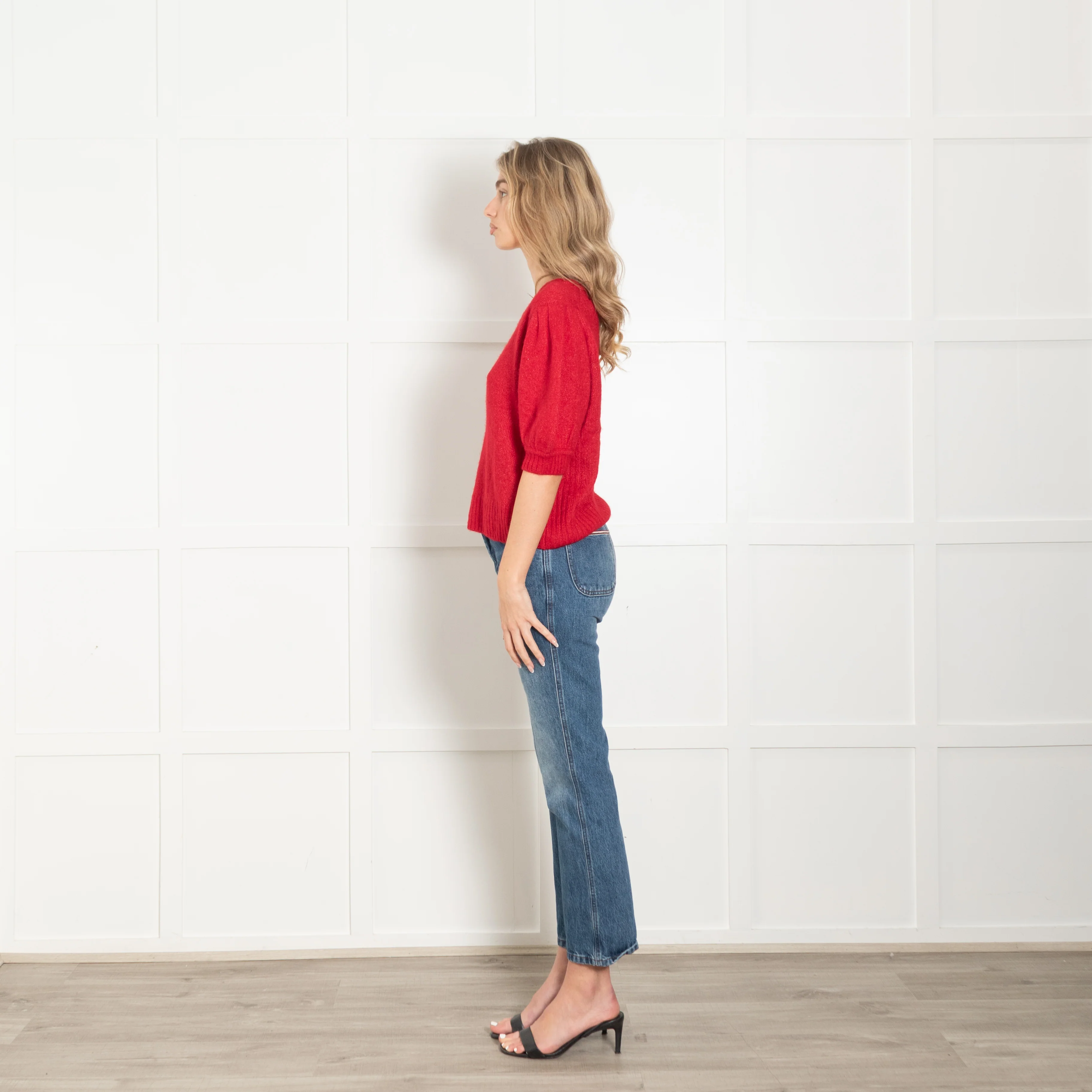Me + Em Red Cashmere Mix Short Sleeve Jumper - Image 4