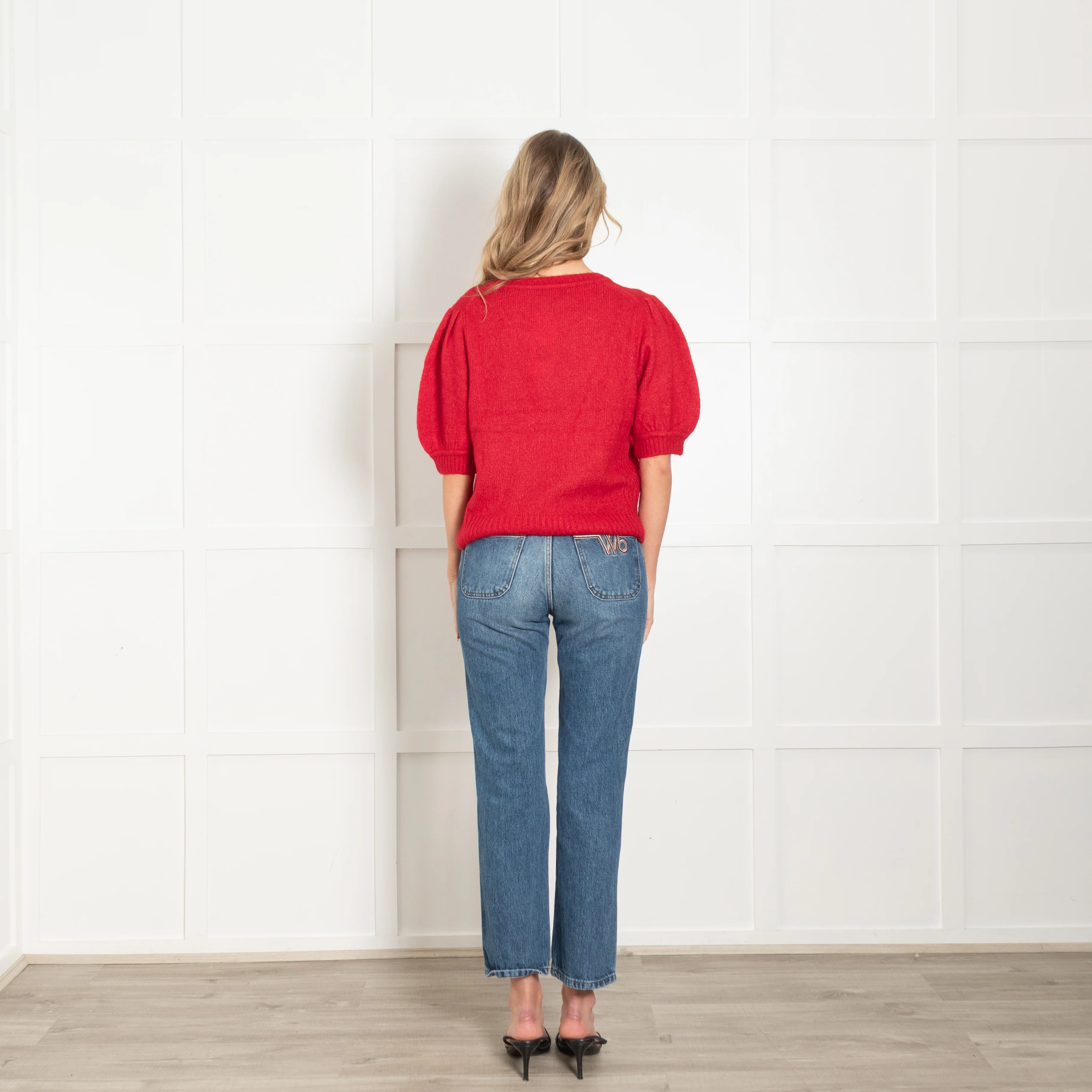 Me + Em Red Cashmere Mix Short Sleeve Jumper - Image 5