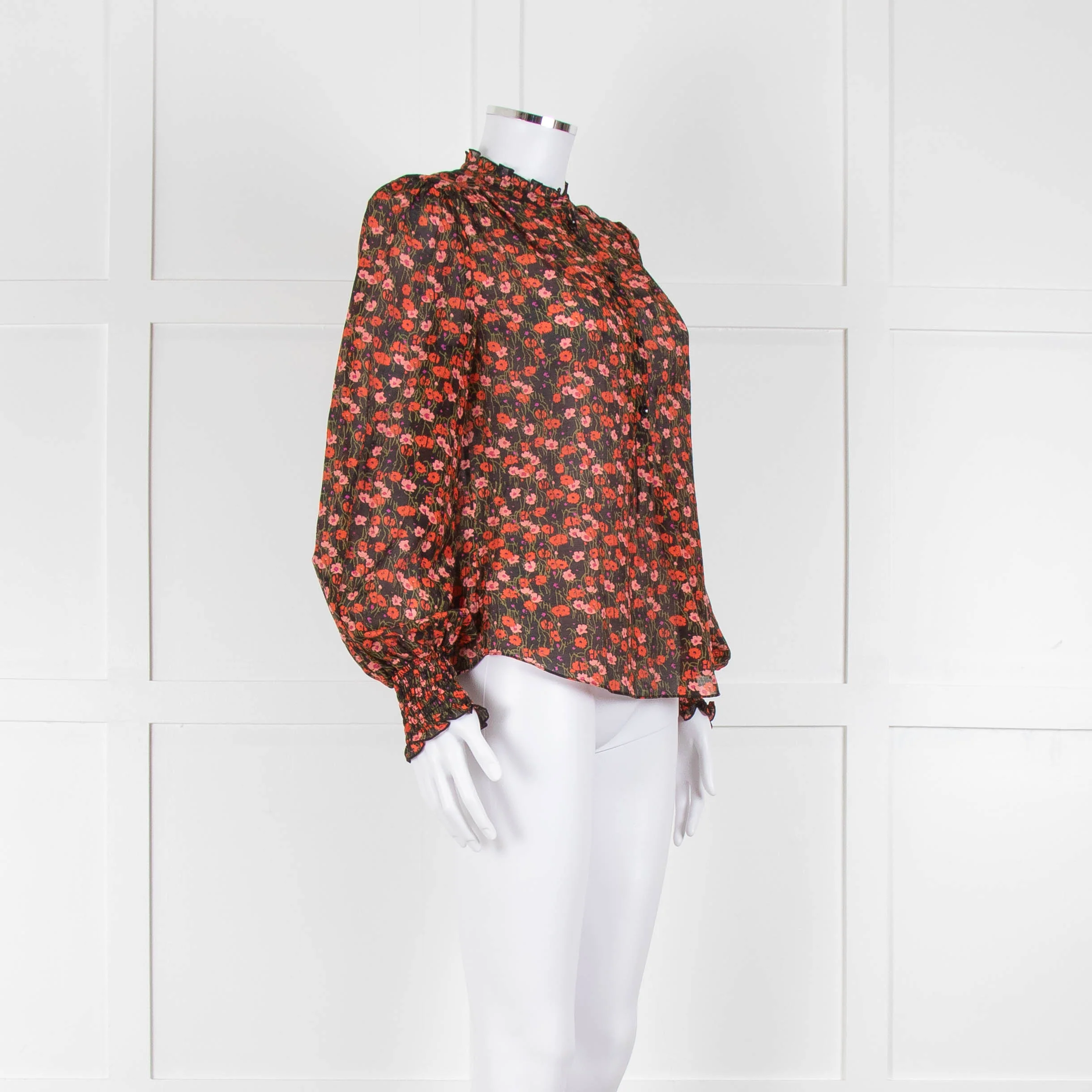 Me + Em Red Small Floral Pattern Blouse - Image 2