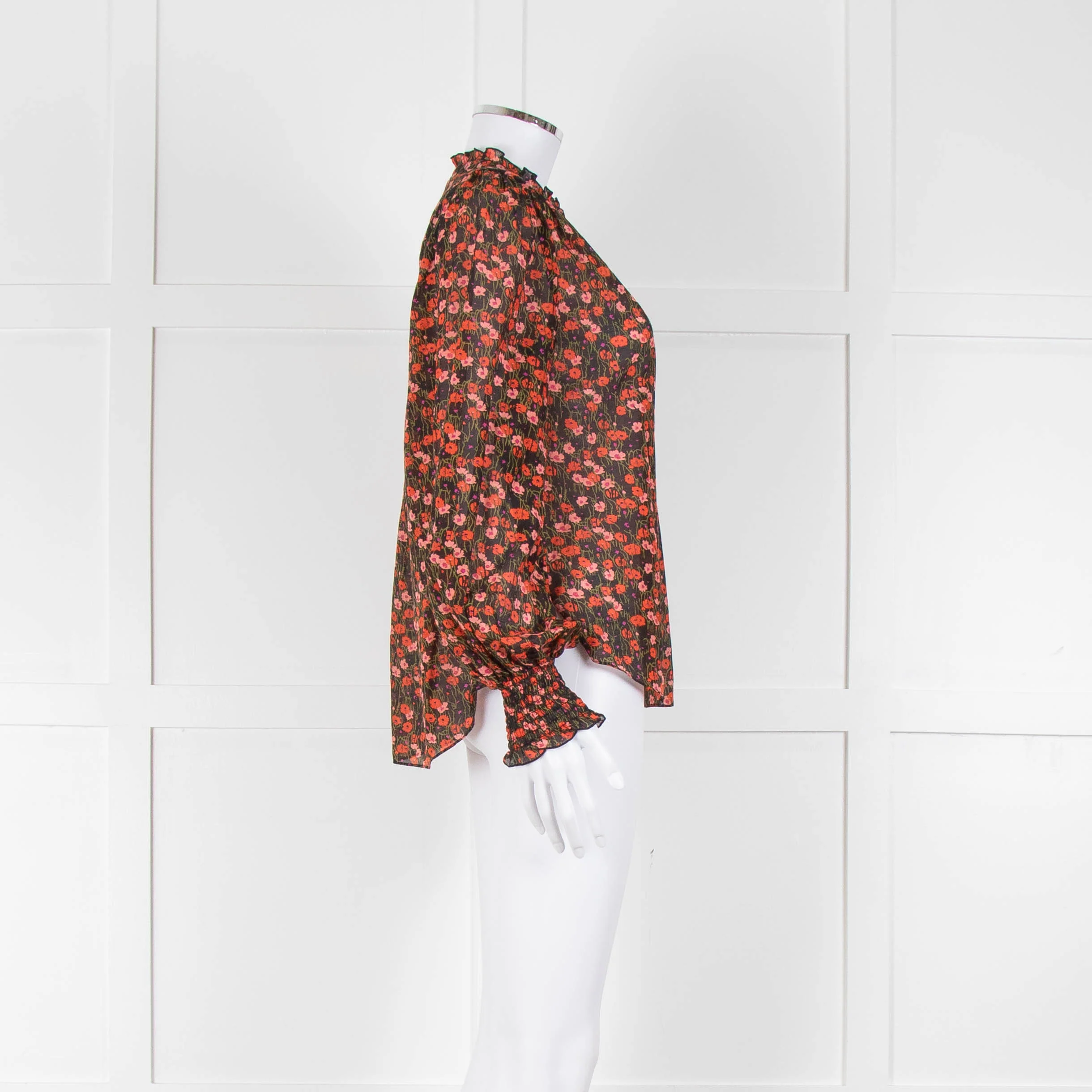 Me + Em Red Small Floral Pattern Blouse - Image 3