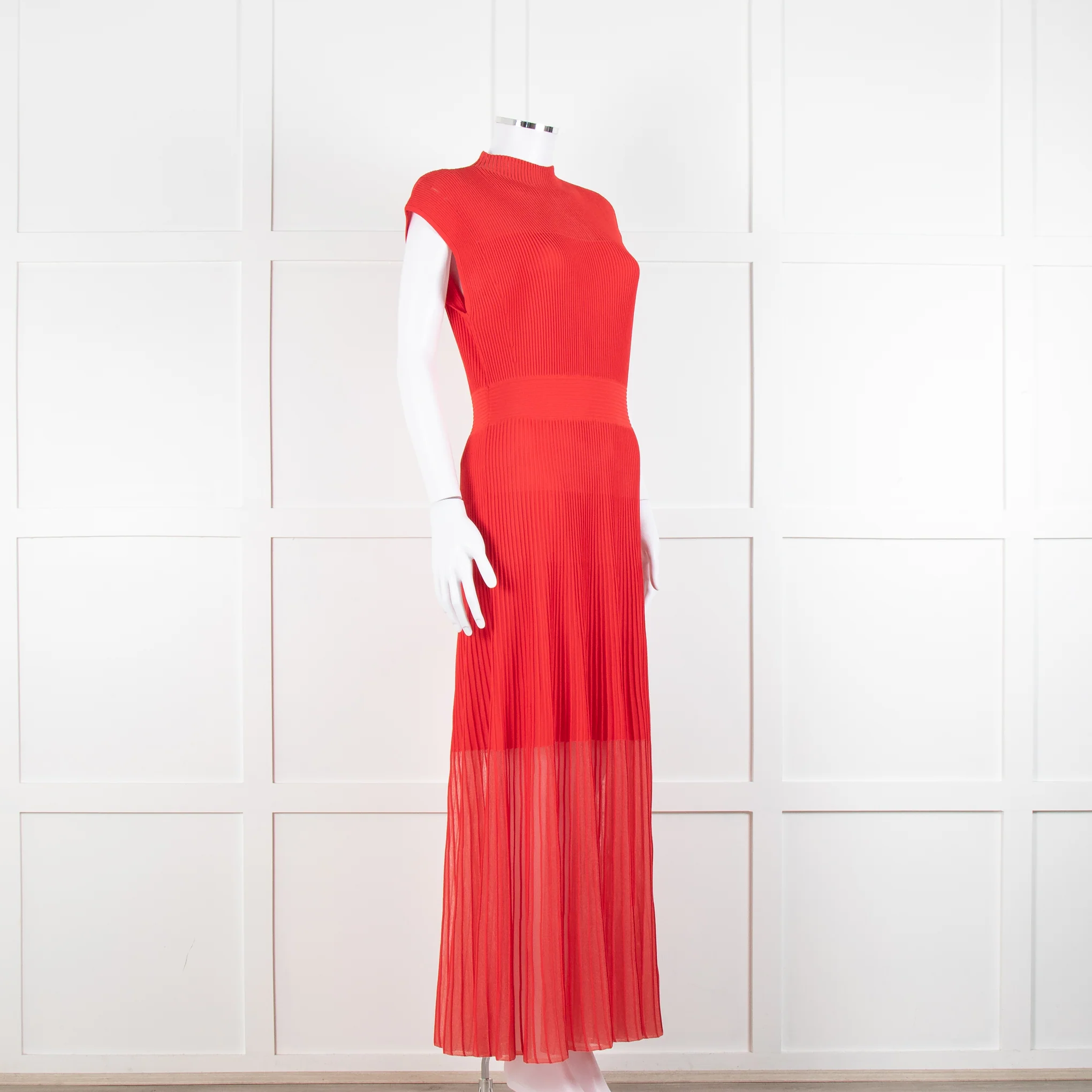 Me + Em Red Stretch Knit Pleated Midi Dress - Image 2