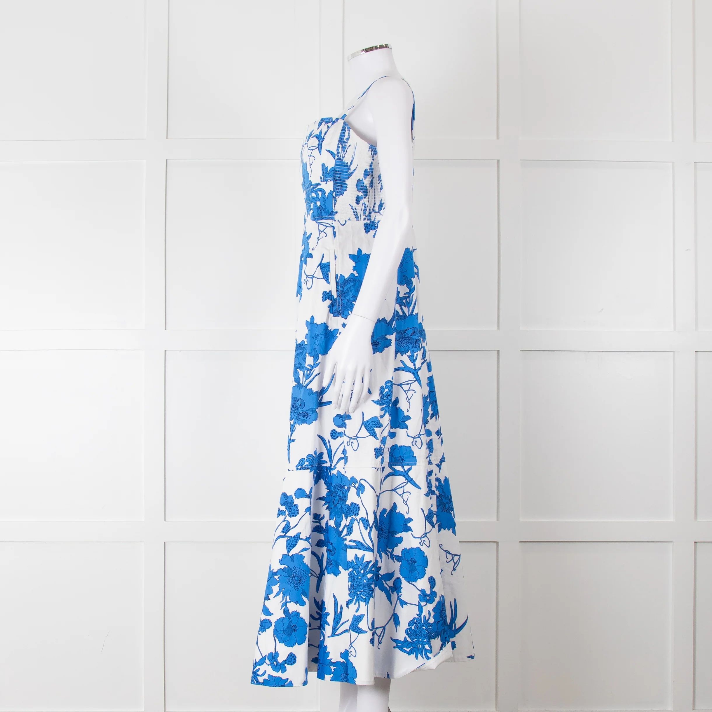 Me + Em Scribbled Blue & White Flower Print Strappy Dress - Image 7
