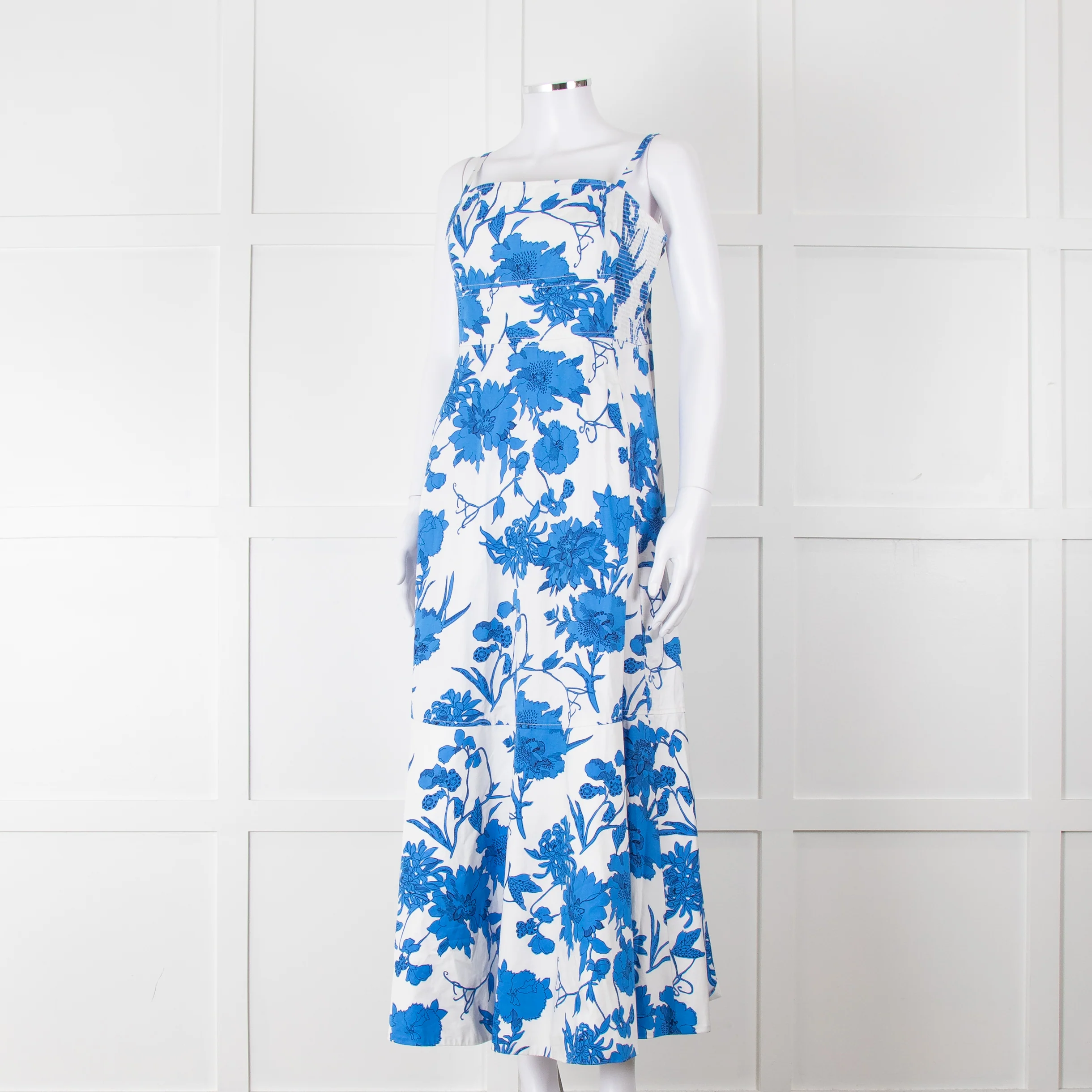 Me + Em Scribbled Blue & White Flower Print Strappy Dress - Image 8