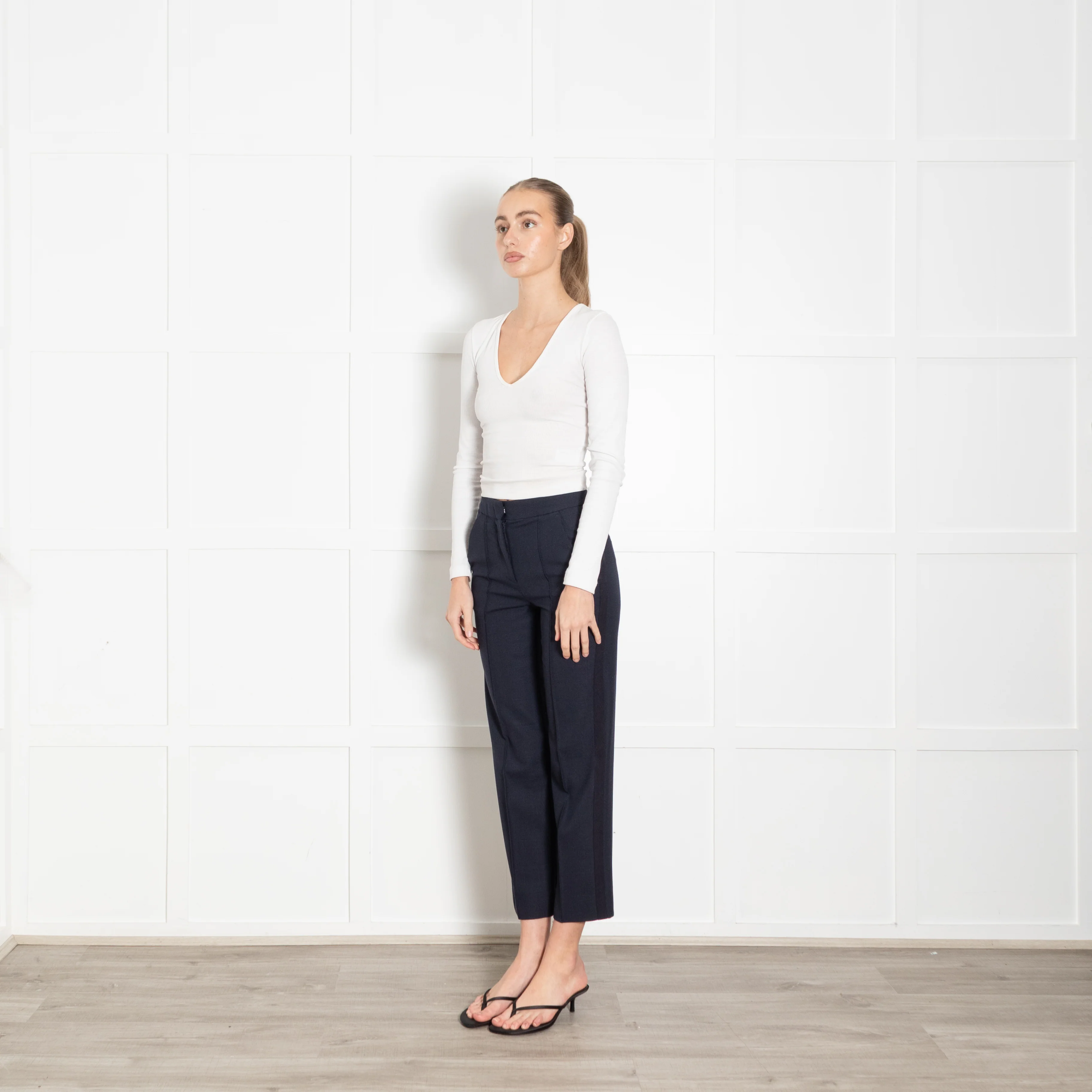 Me + Em Tailored Navy Woven Cigarette Trousers - Image 3