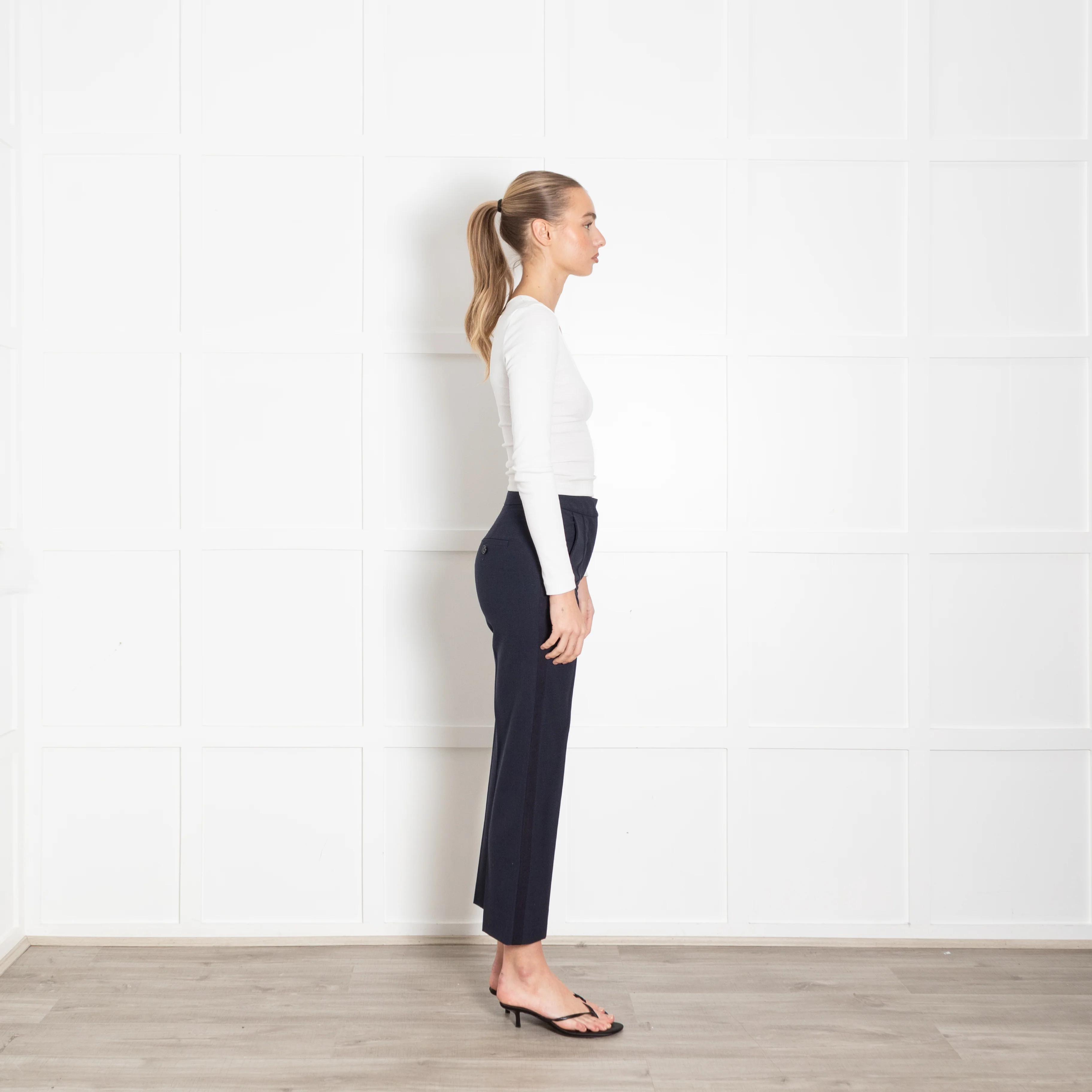 Me + Em Tailored Navy Woven Cigarette Trousers - Image 6