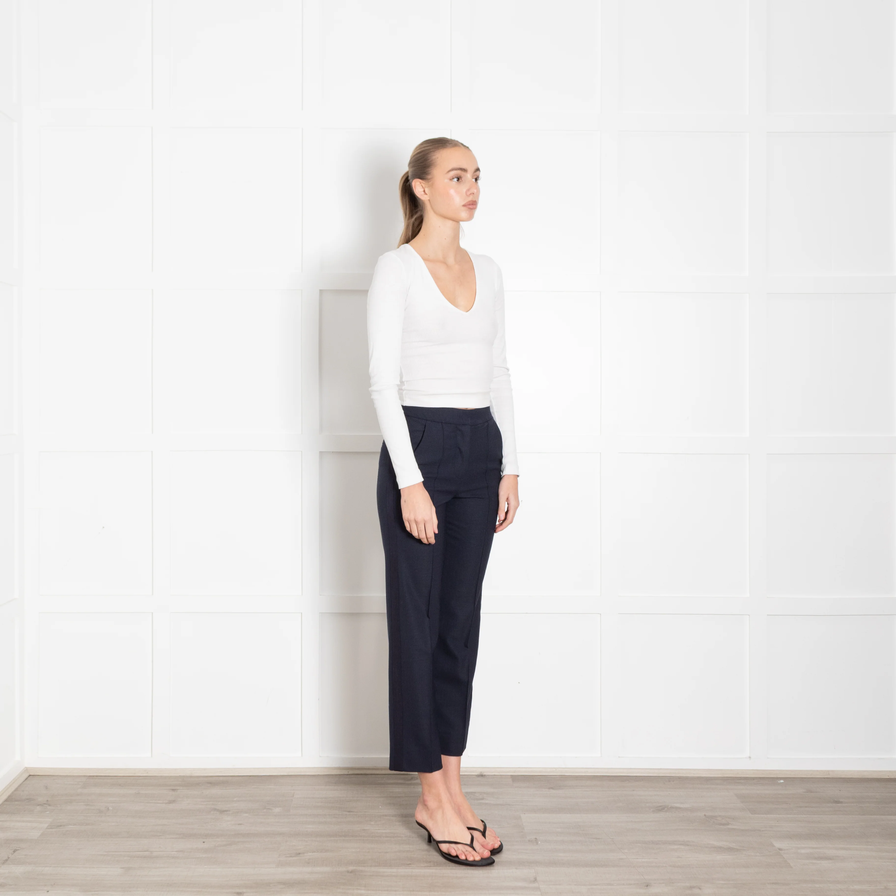 Me + Em Tailored Navy Woven Cigarette Trousers - Image 7