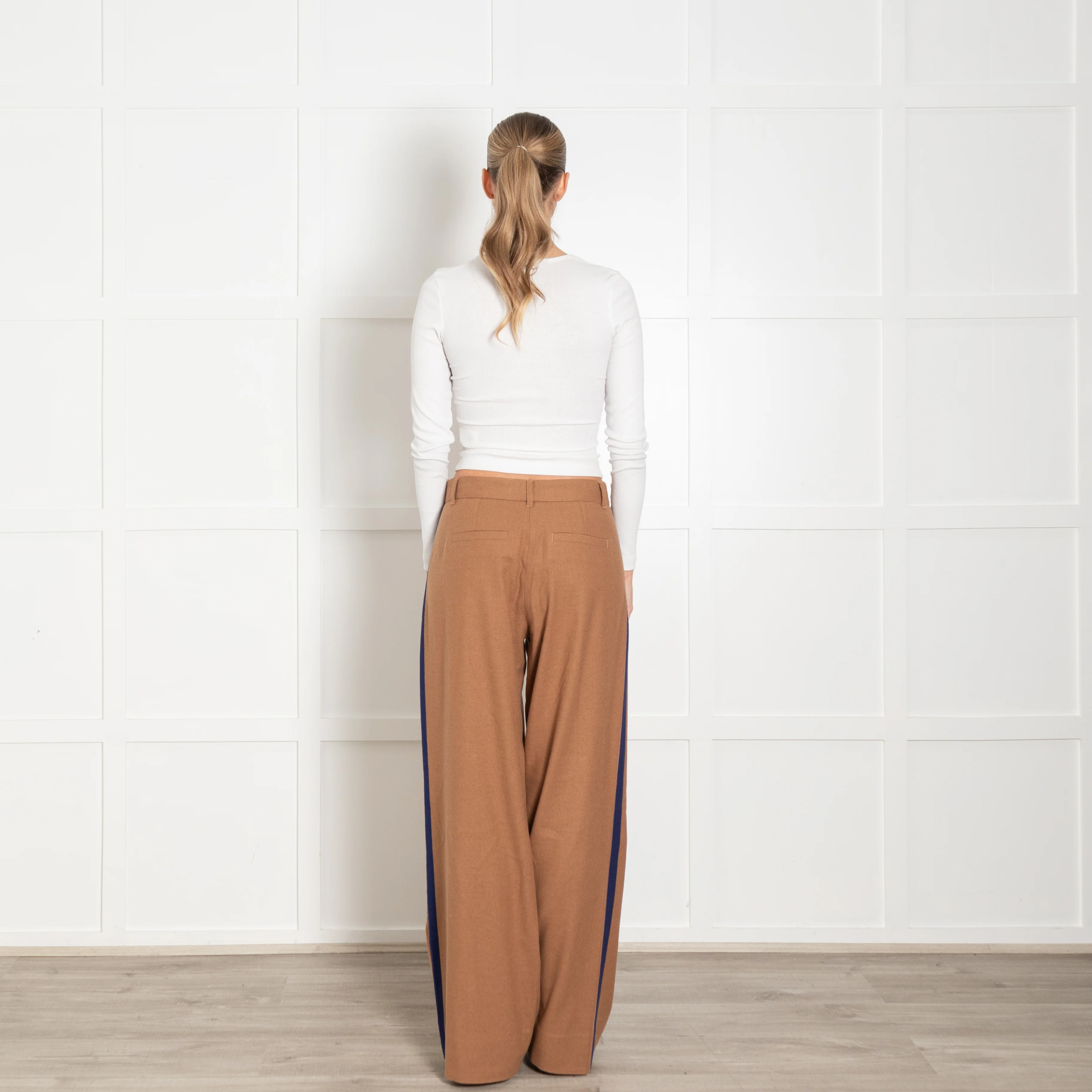 Me + Em Tan Trousers With Blue Side Stripe - Image 5
