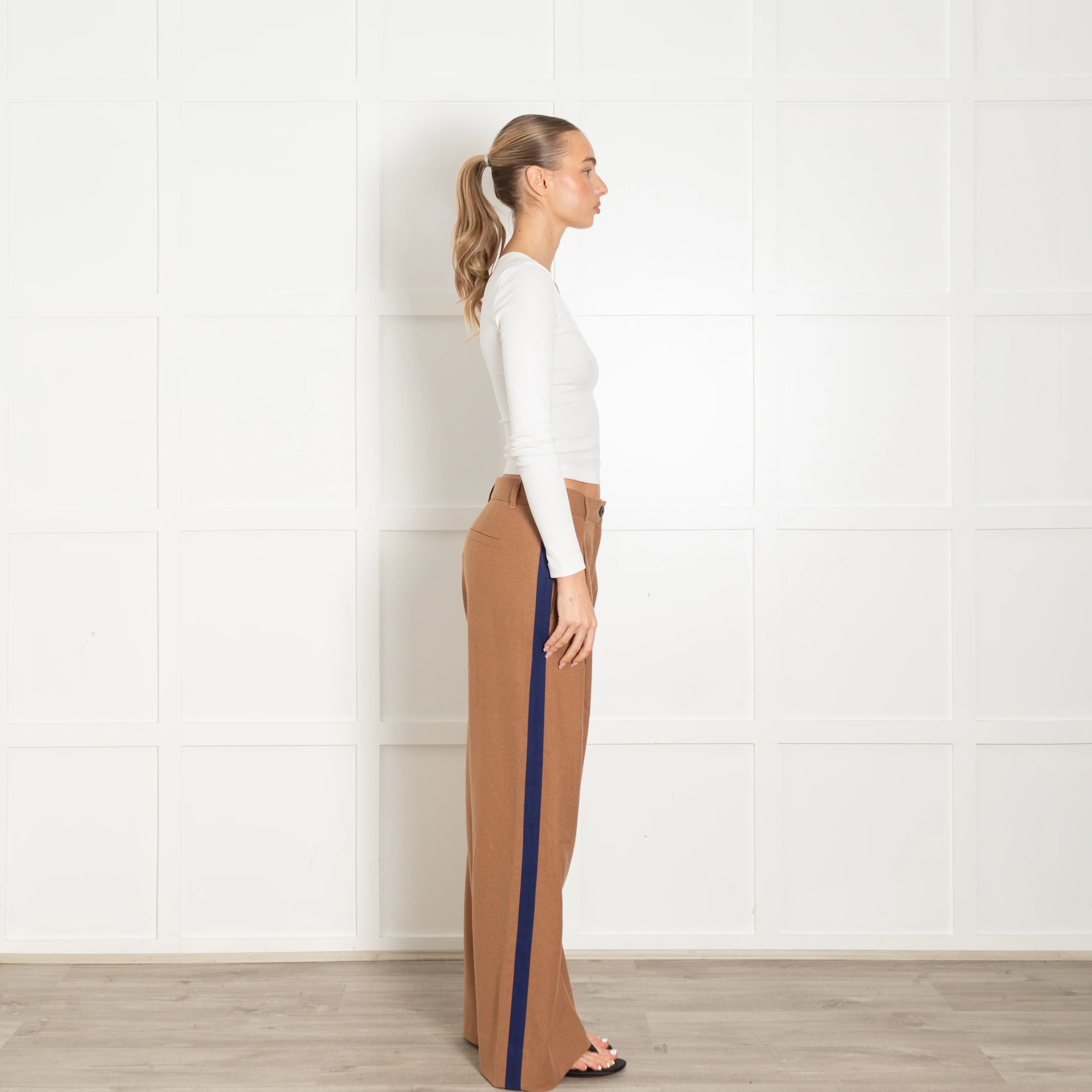 Me + Em Tan Trousers With Blue Side Stripe - Image 6