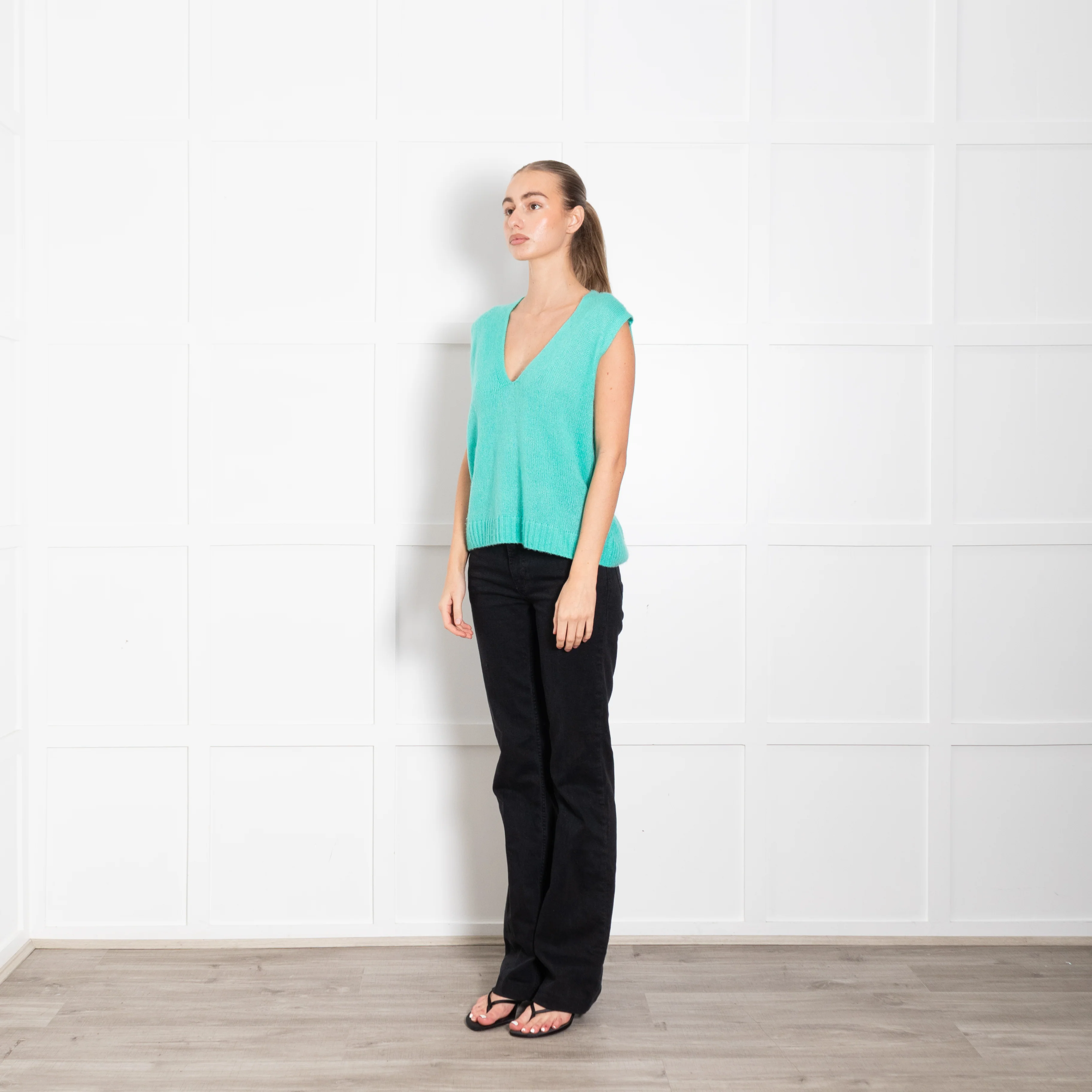 Me + Em Turquoise Cashmere Sleeveless Jumper - Image 3