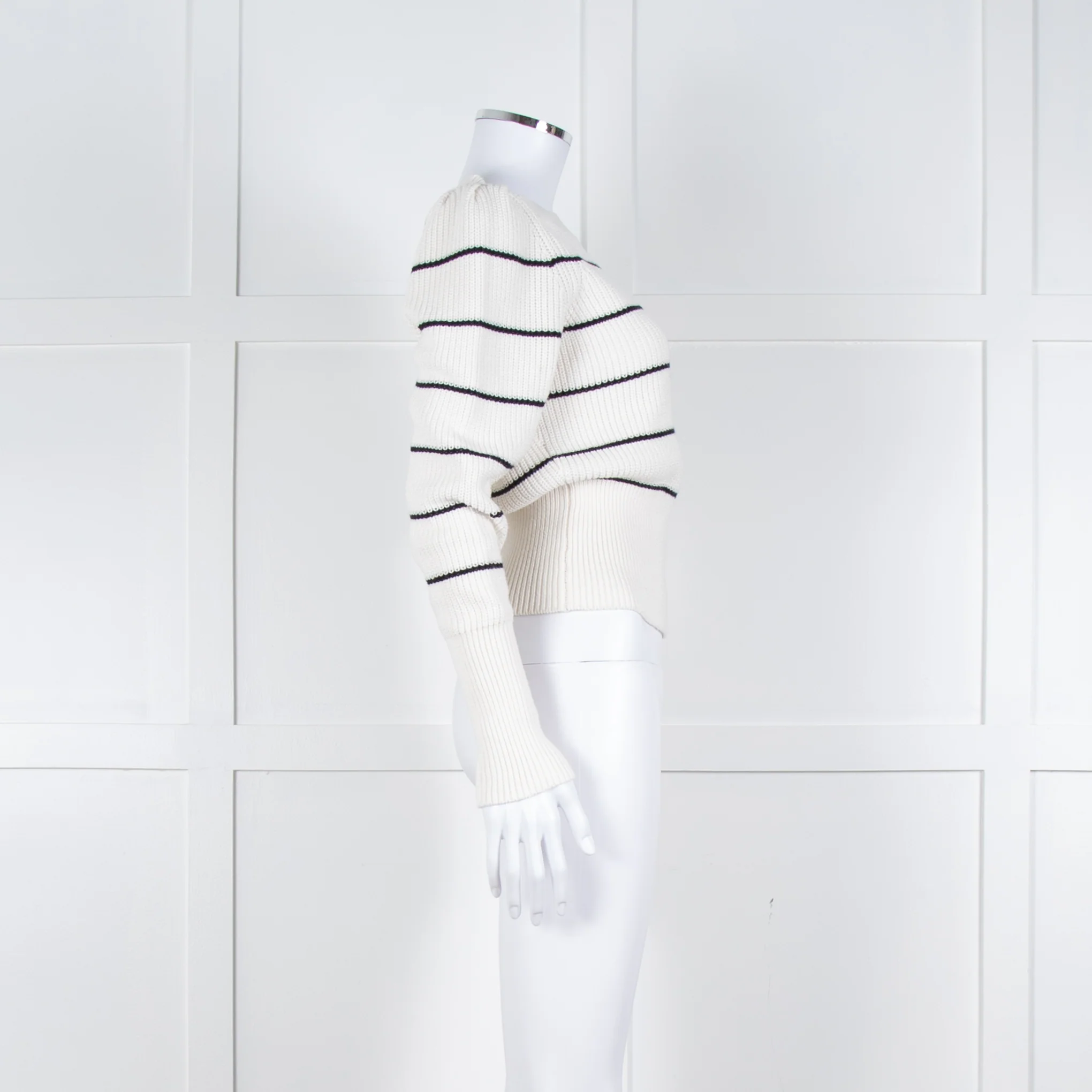 Me + Em White Black Stripes Chunky Knitted Jumper - Image 3