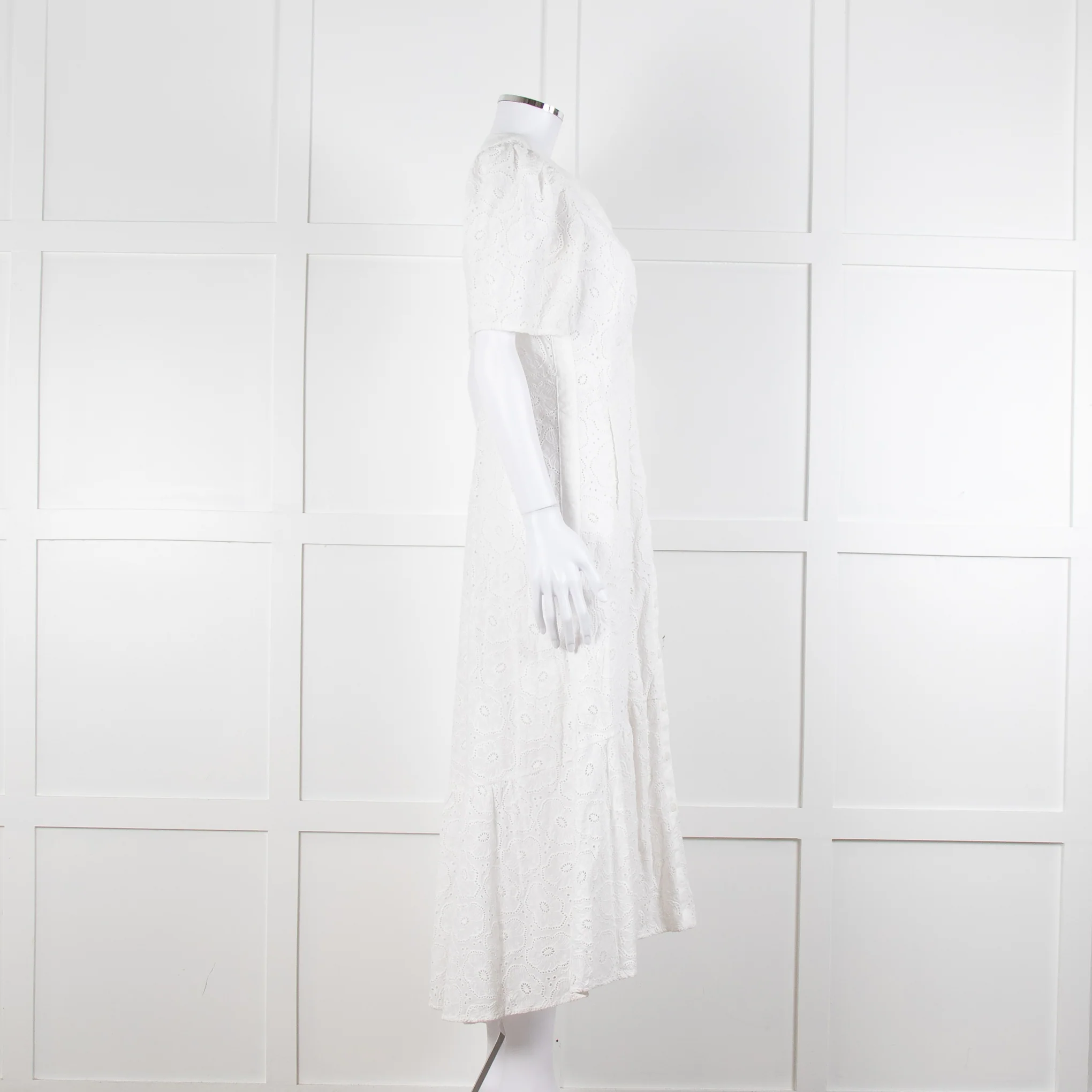 Me + Em White Broderie Anglaise Button Front Dress - Image 3