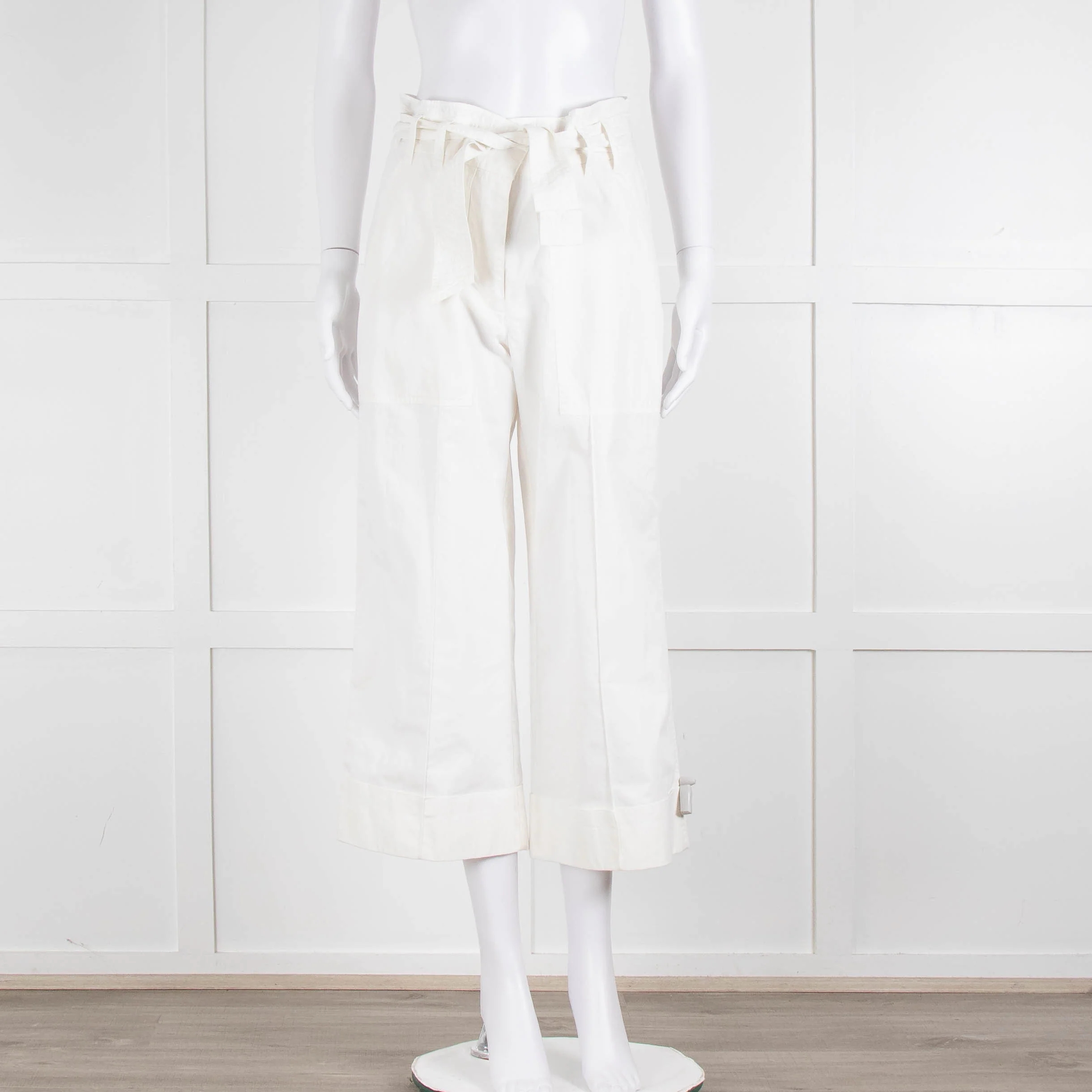 Me + Em White Cotton Cargo Trousers