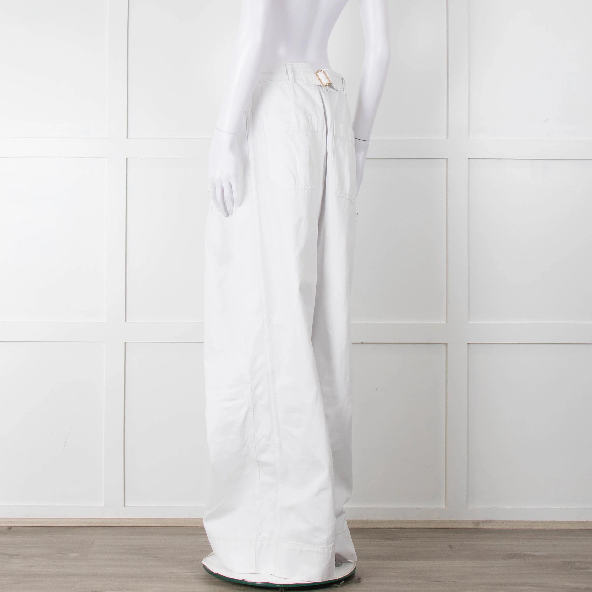 ME + EM White Cotton Wide Leg Trousers - Image 6