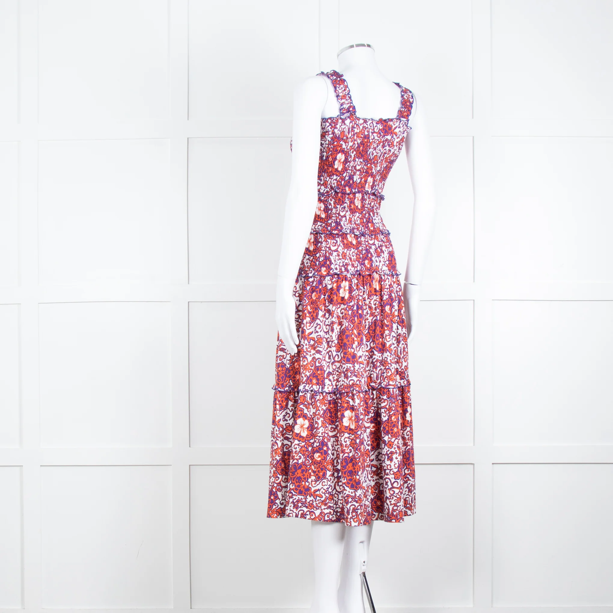 Me + Em White Orange Floral Sleeveless Tiered Dress - Image 6