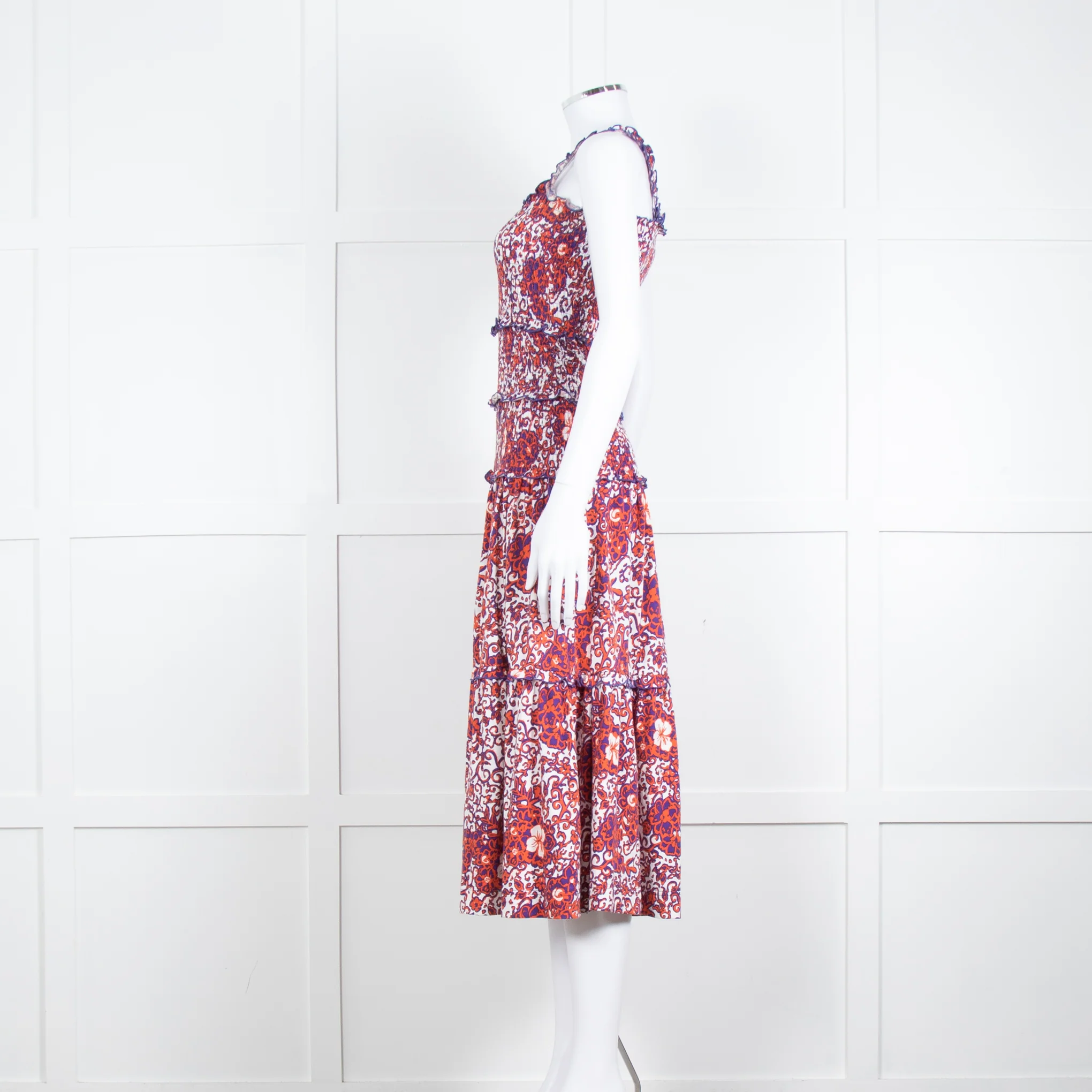 Me + Em White Orange Floral Sleeveless Tiered Dress - Image 7