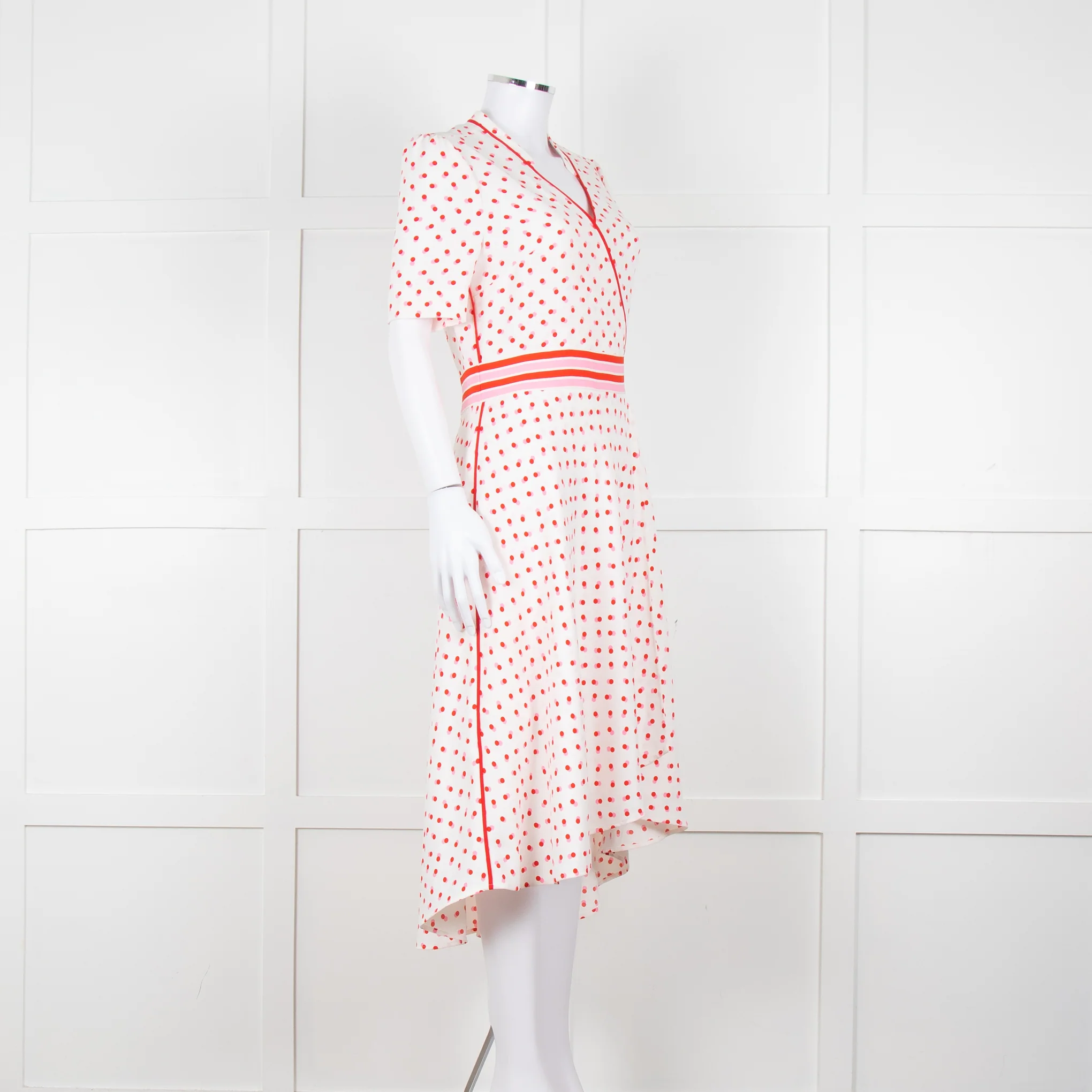 Me + Em White Red Dot Short Sleeve Midi Dress - Image 2