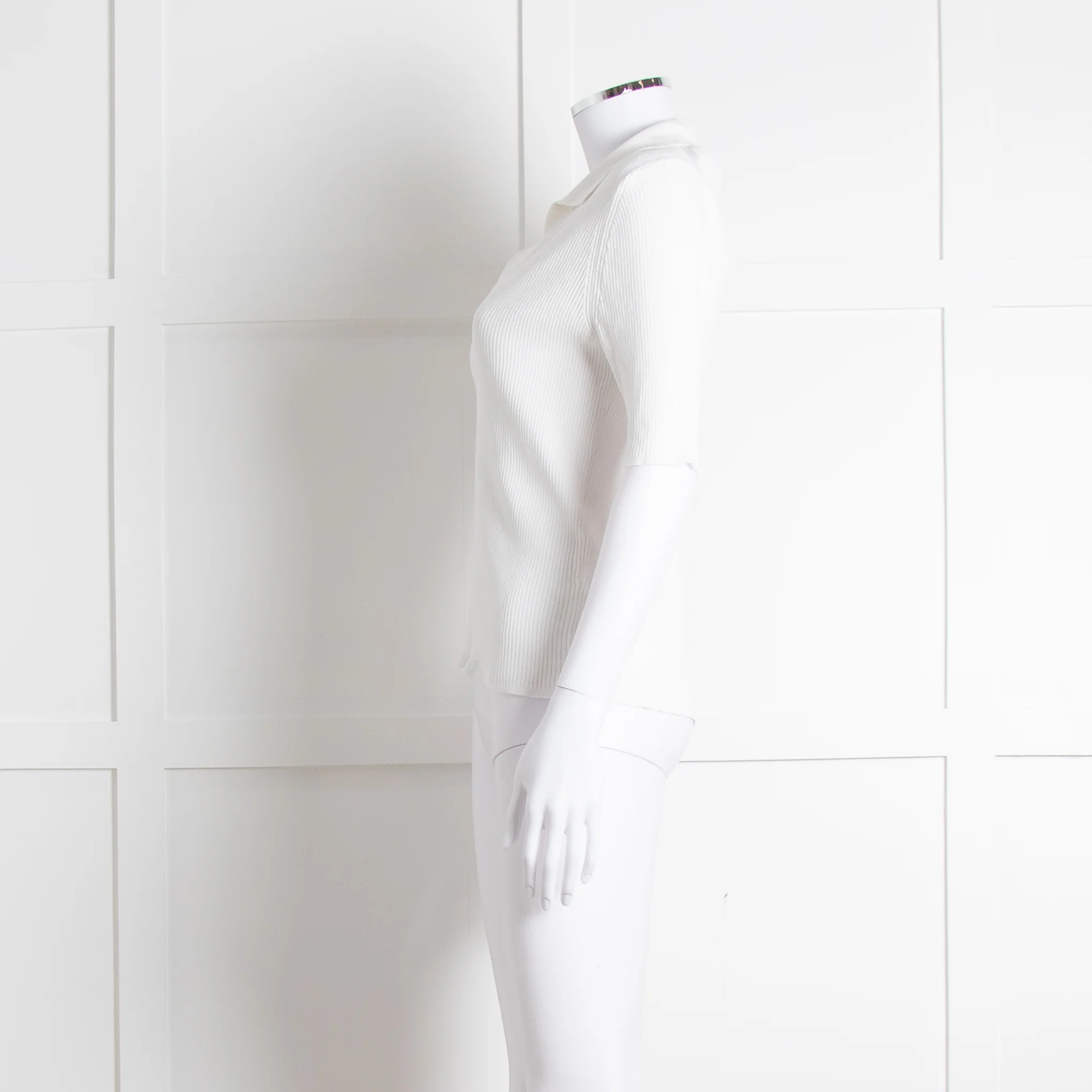 Me + Em White Ribbed V-Neck Top - Image 7