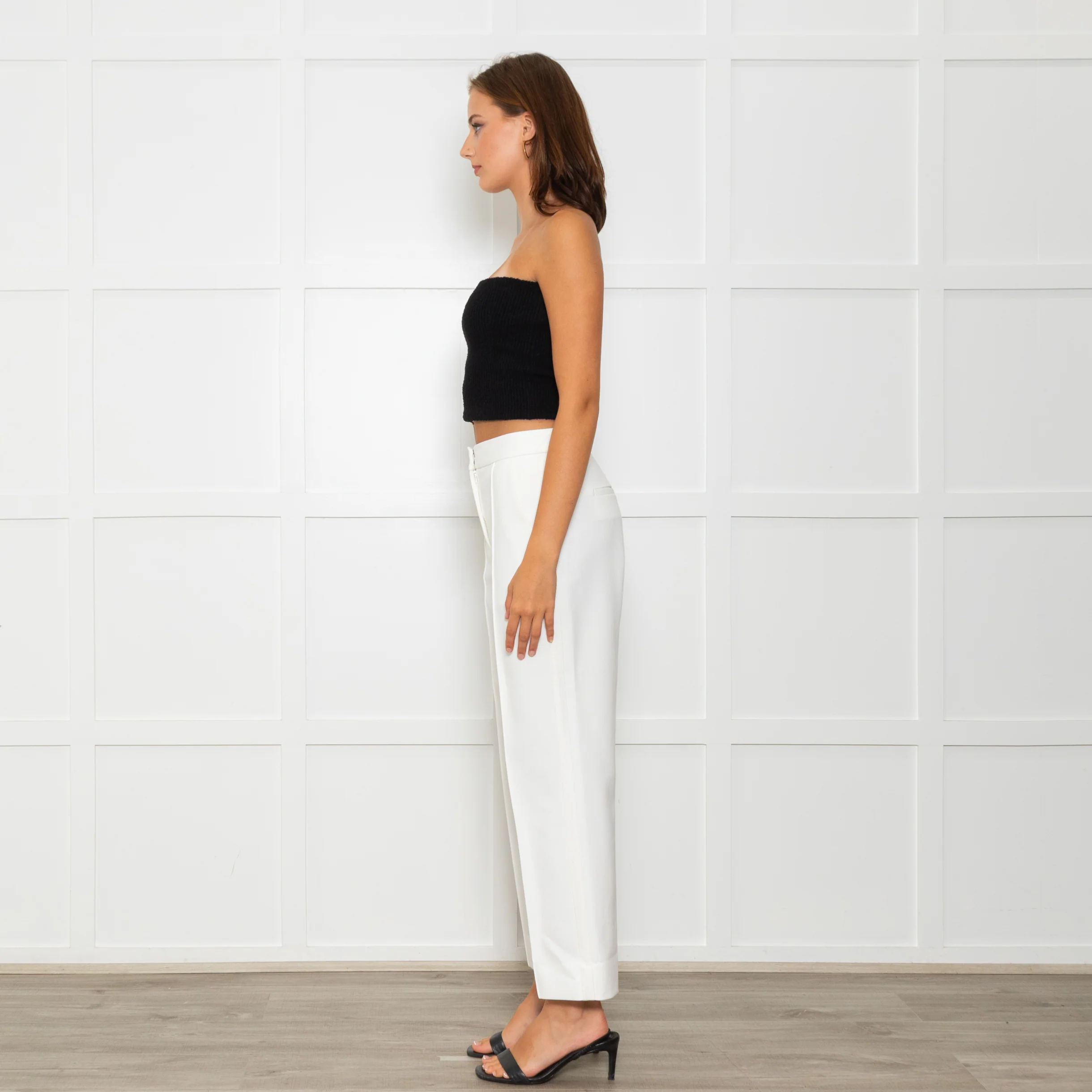 Me + Em White Tailored Trousers With Gross Grain Side Ribbon - Image 4