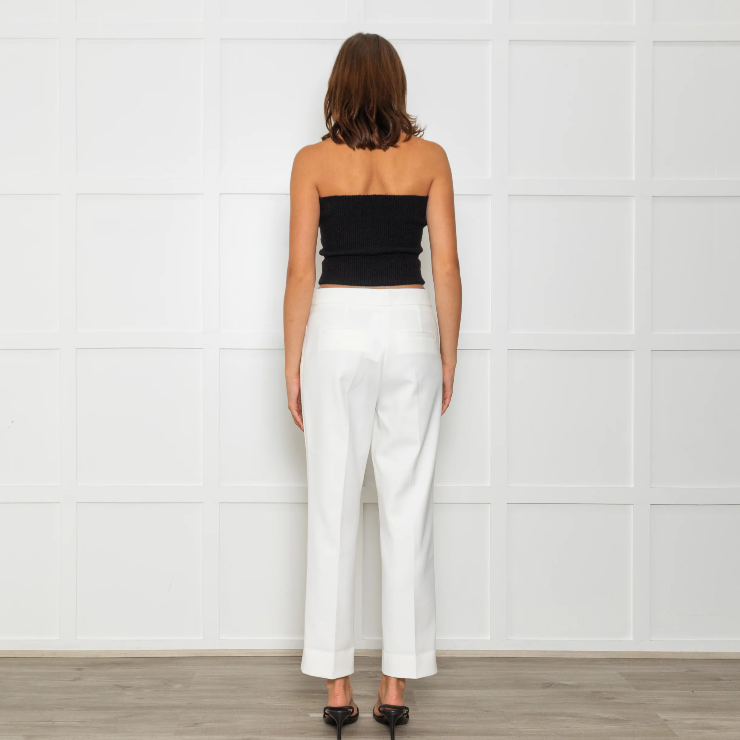Me + Em White Tailored Trousers With Gross Grain Side Ribbon - Image 5