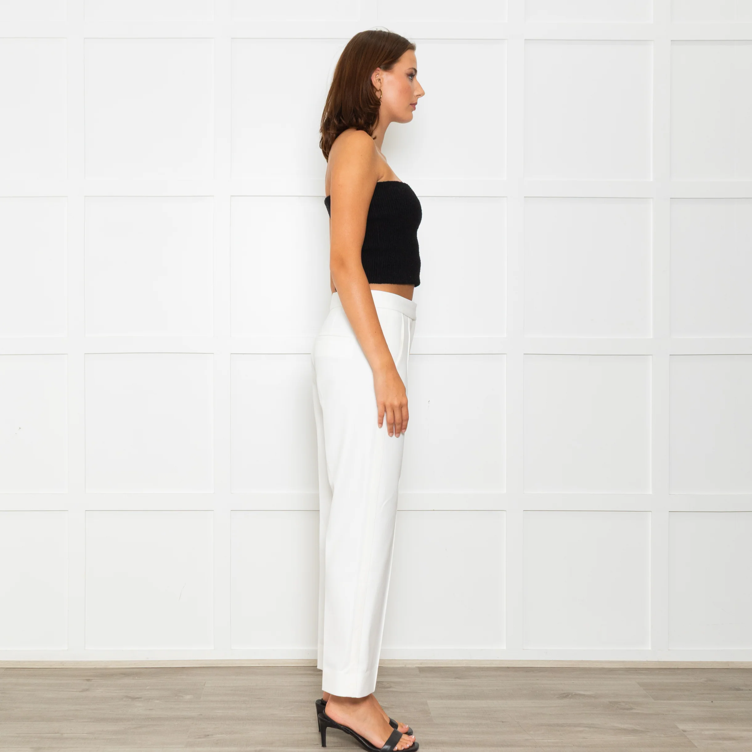 Me + Em White Tailored Trousers With Gross Grain Side Ribbon - Image 6