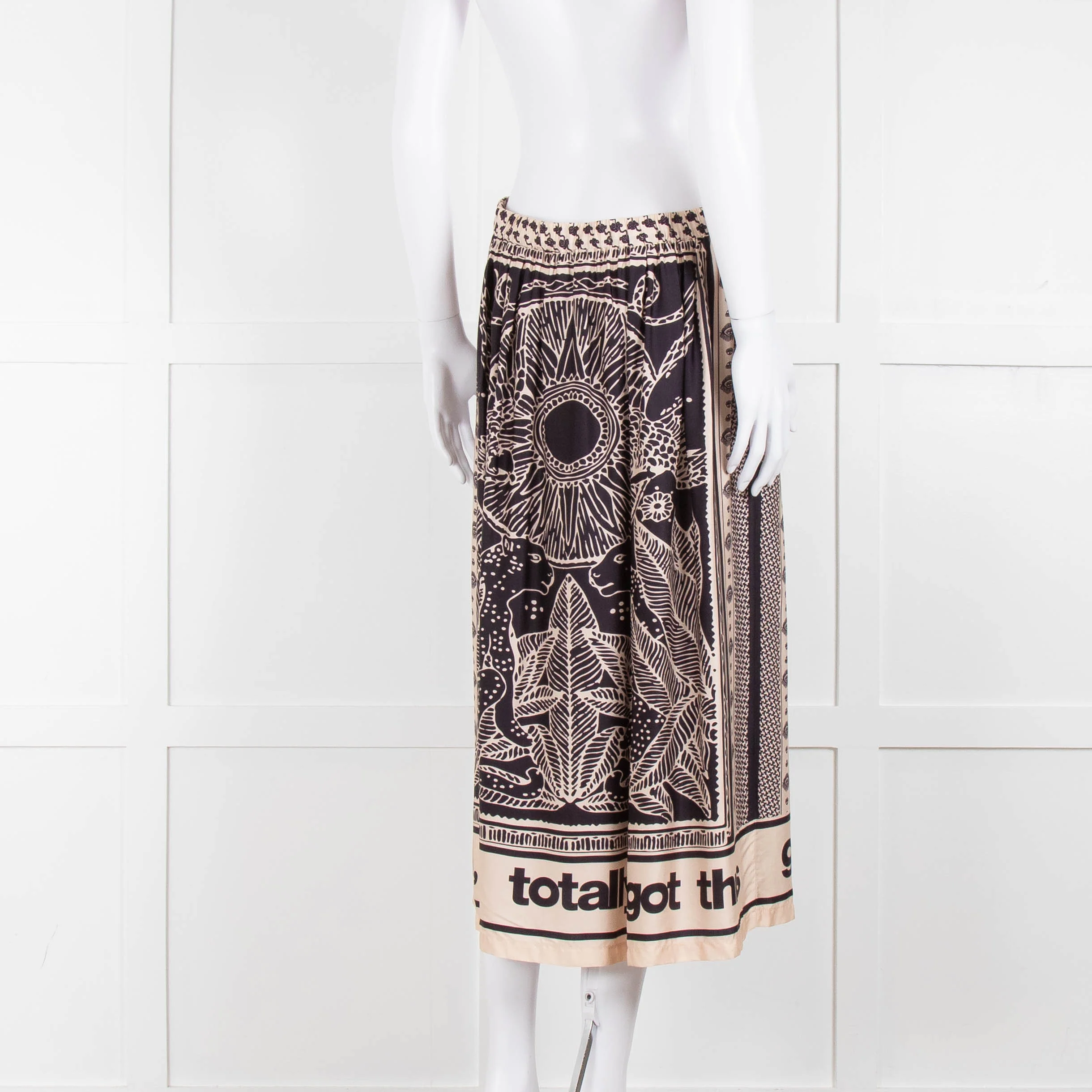 Me369  Black & Beige You Totally Got This Print Skirt - Image 4