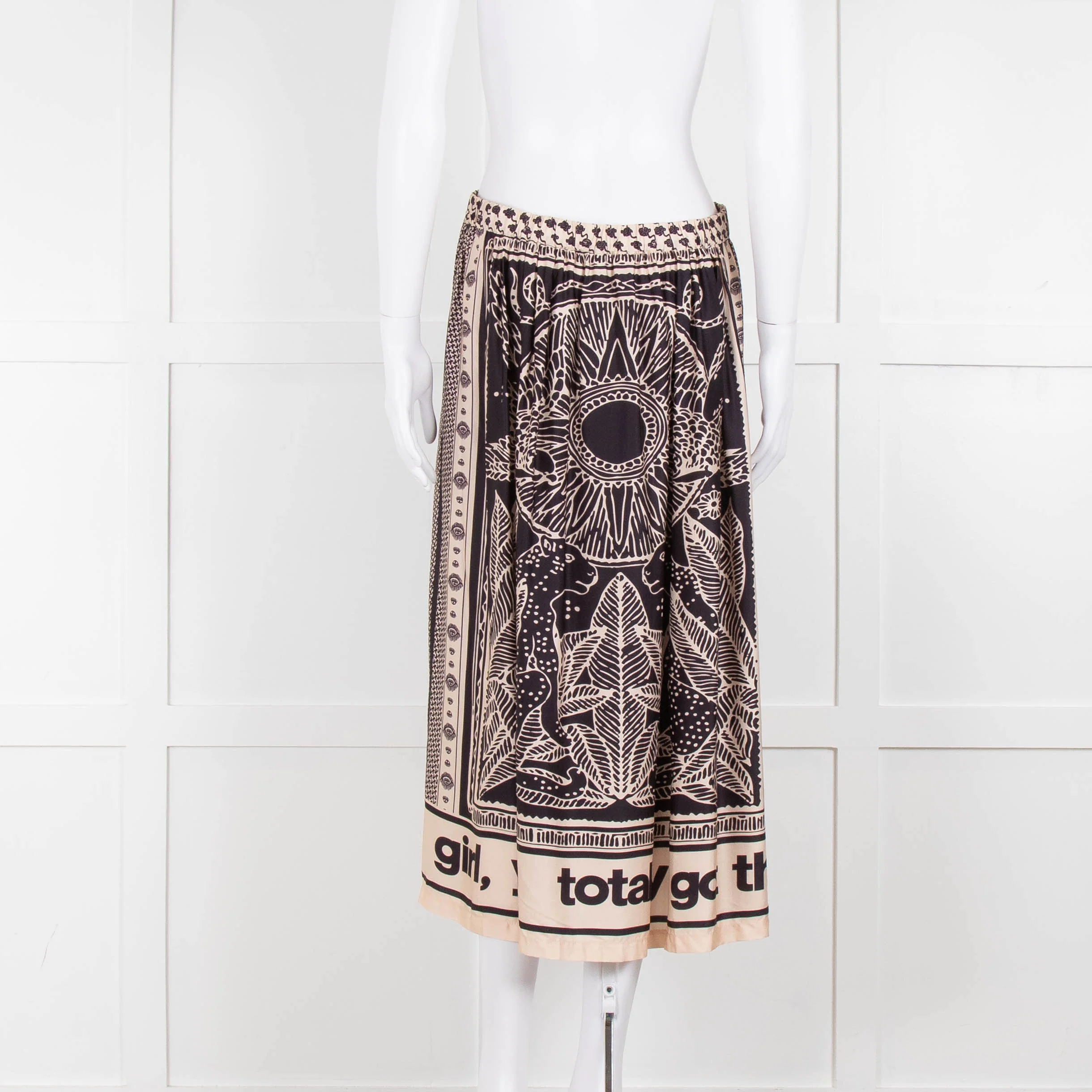Me369  Black & Beige You Totally Got This Print Skirt - Image 5