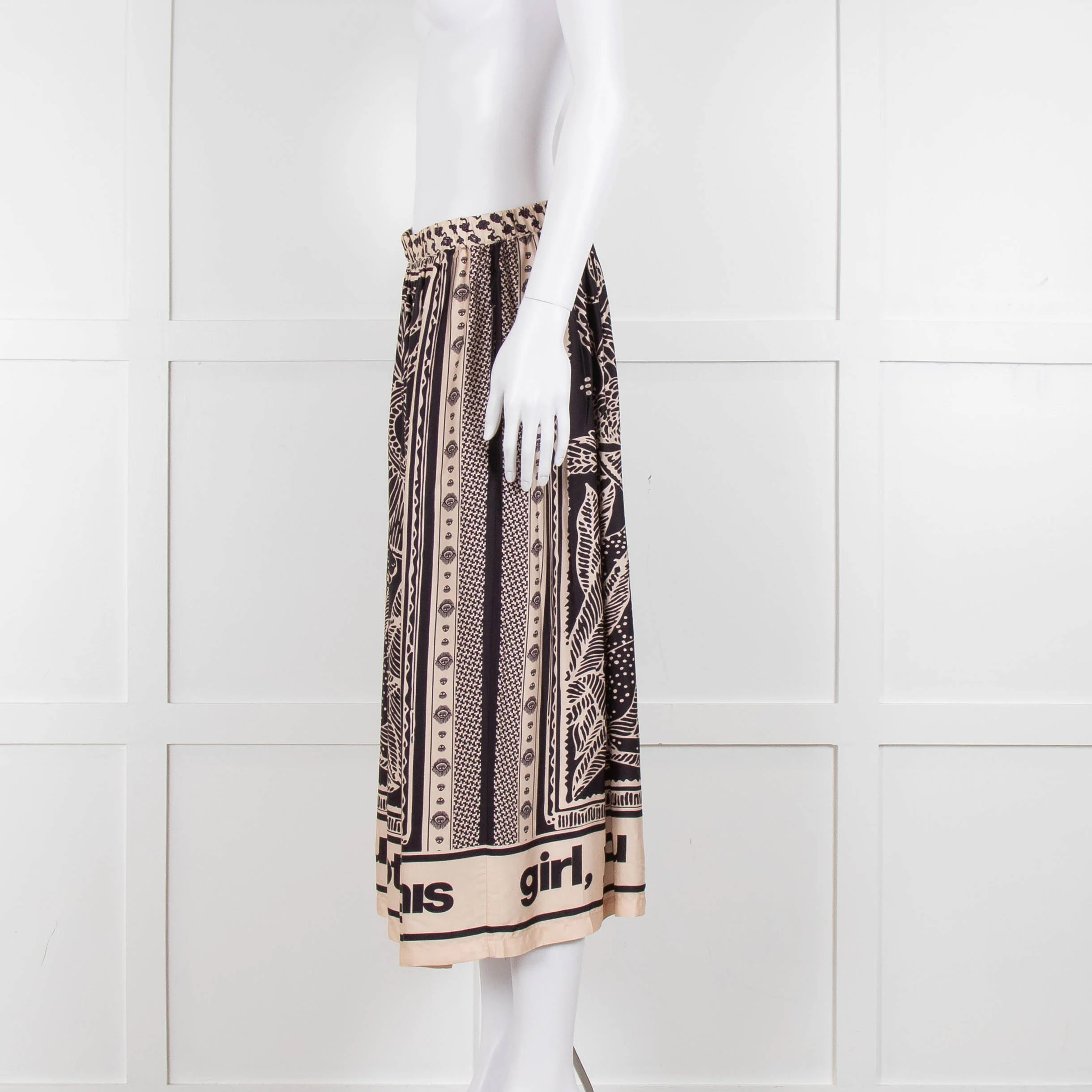 Me369  Black & Beige You Totally Got This Print Skirt - Image 7