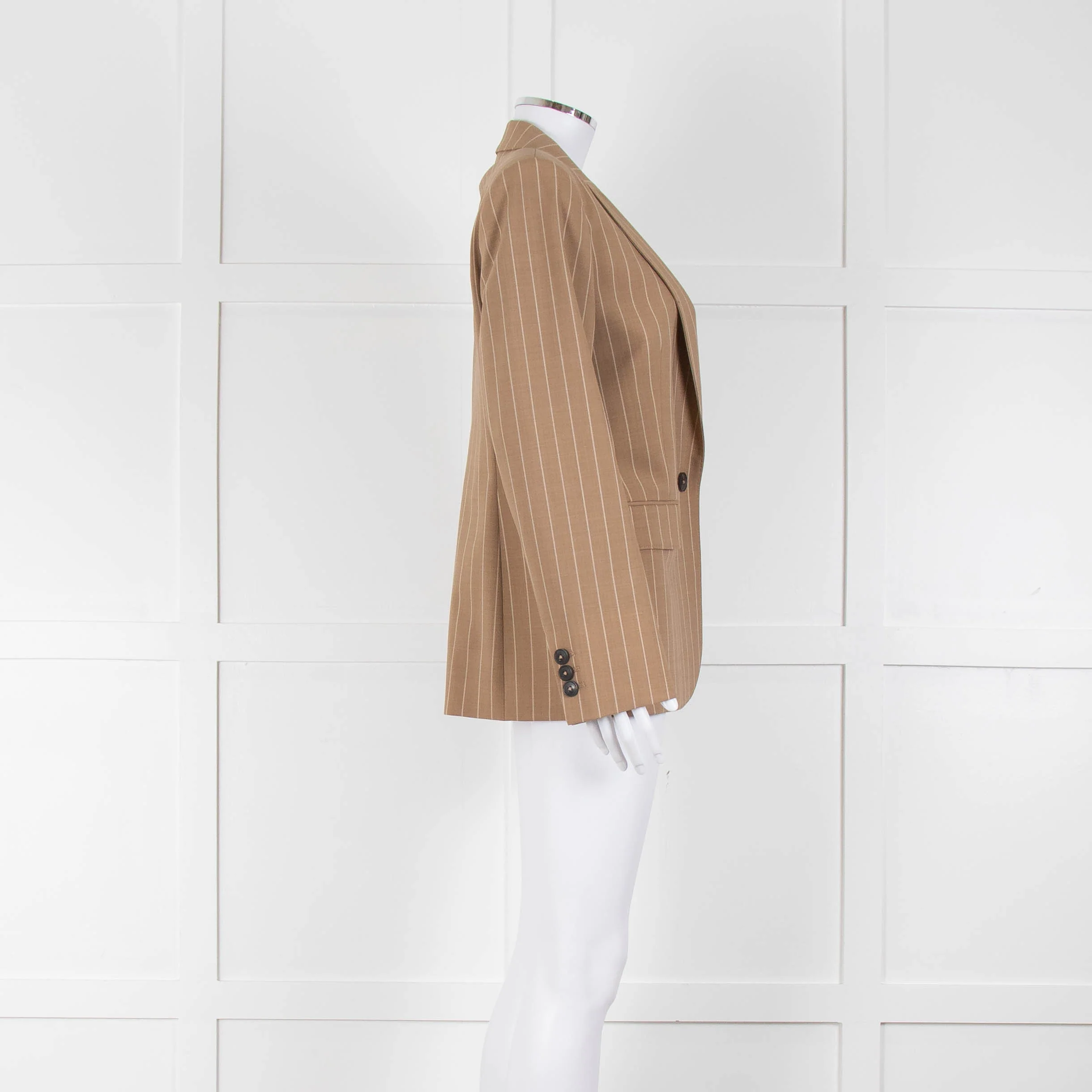 Me + Em Beige Cream Stripe Single Breasted Blazer - Image 3