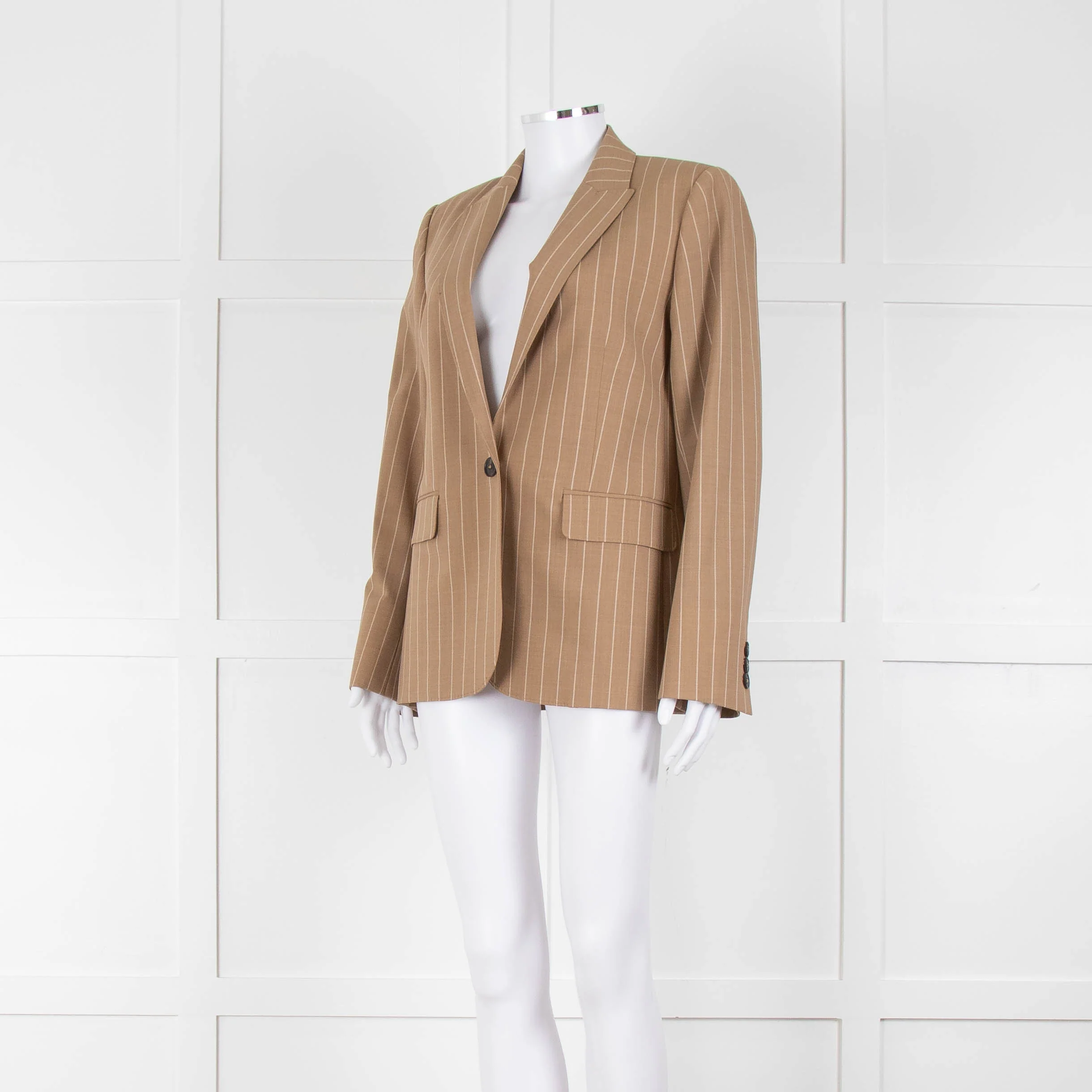 Me + Em Beige Cream Stripe Single Breasted Blazer - Image 8