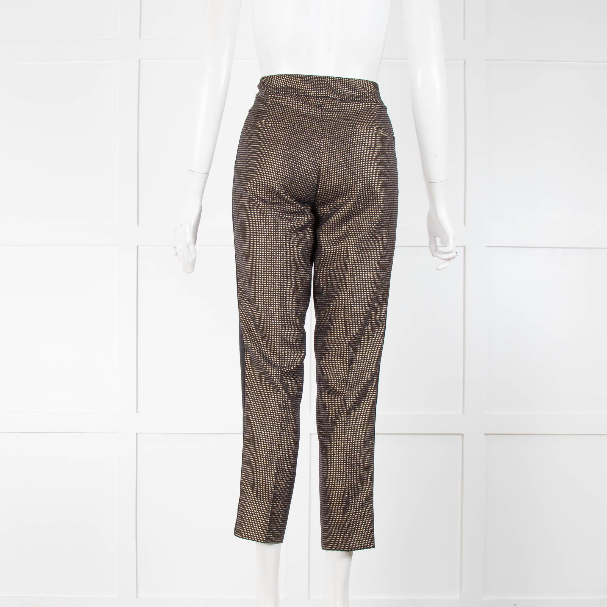 ME+EM Black And Gold Lurex Trousers With Black Side Panels - Image 2