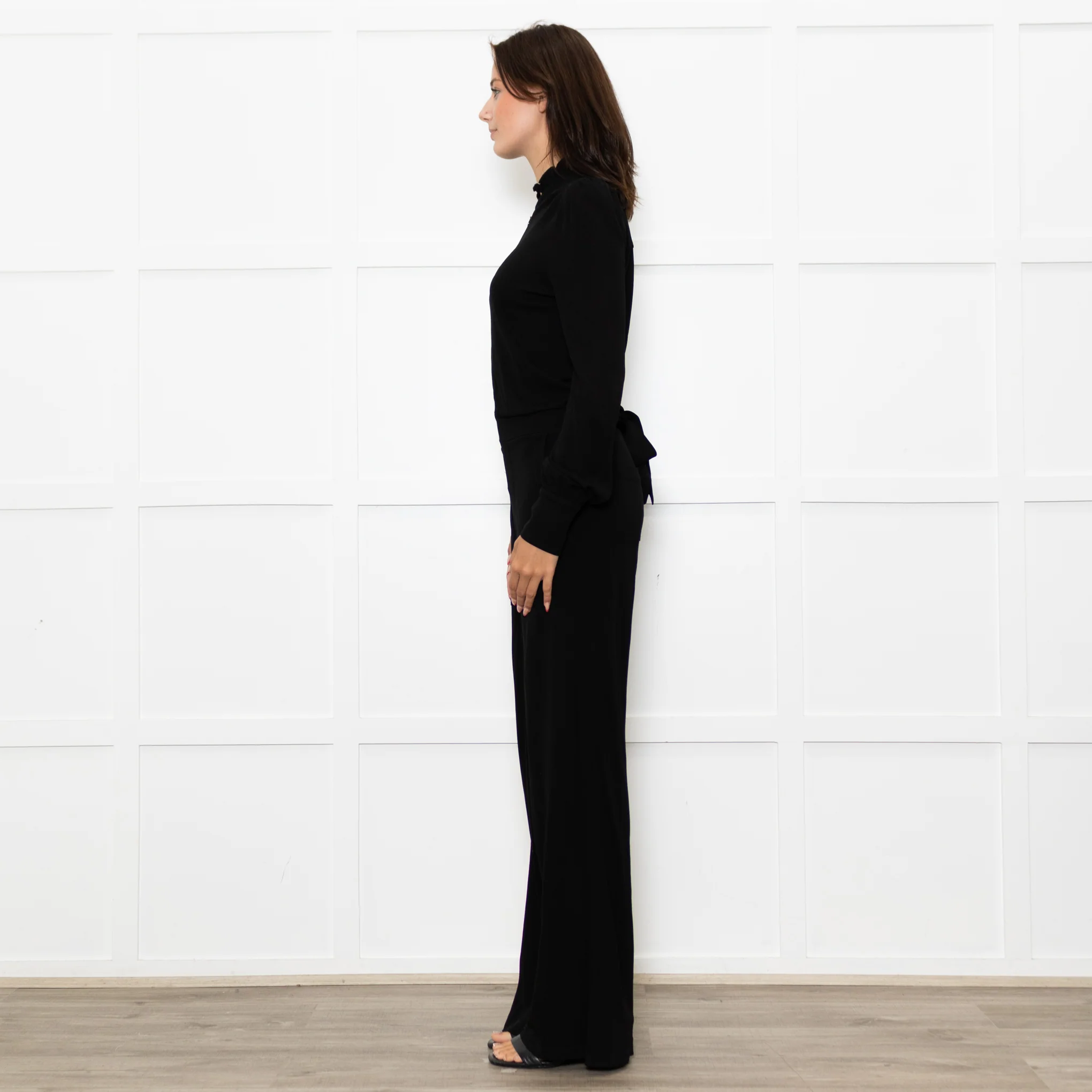 Me+Em Black Jersey Zip Front Sleeved Jumpsuit - Image 4