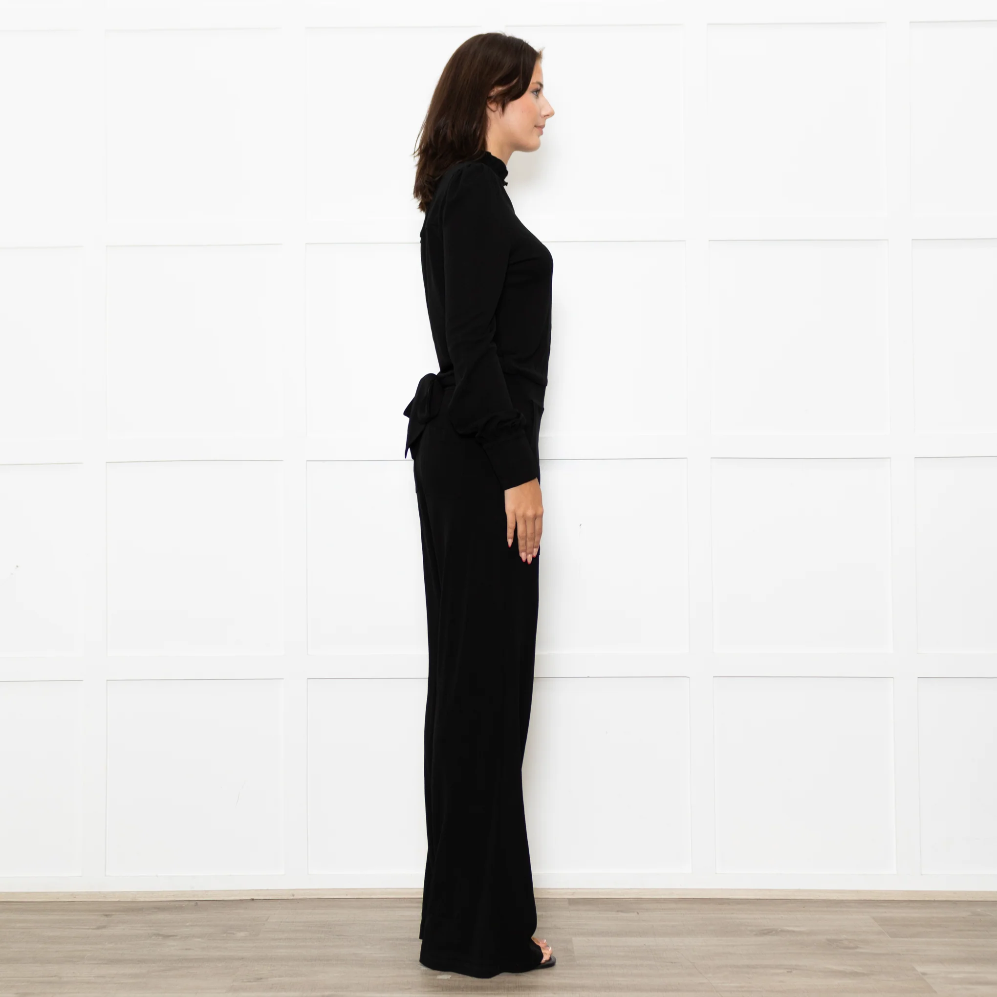 Me+Em Black Jersey Zip Front Sleeved Jumpsuit - Image 6