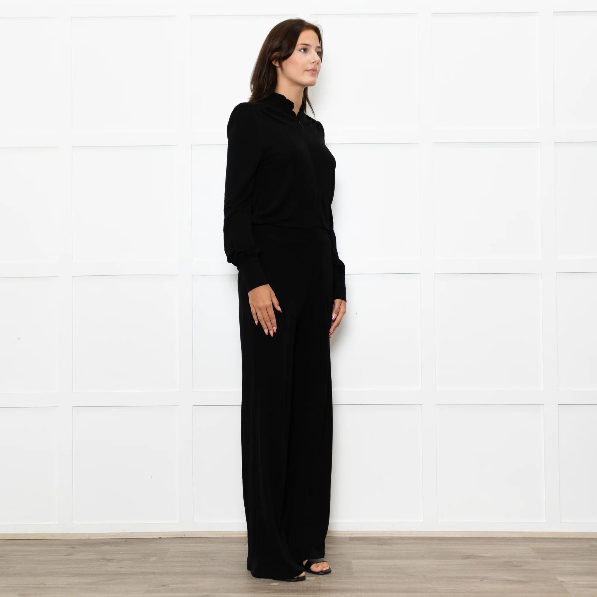Me+Em Black Jersey Zip Front Sleeved Jumpsuit - Image 7