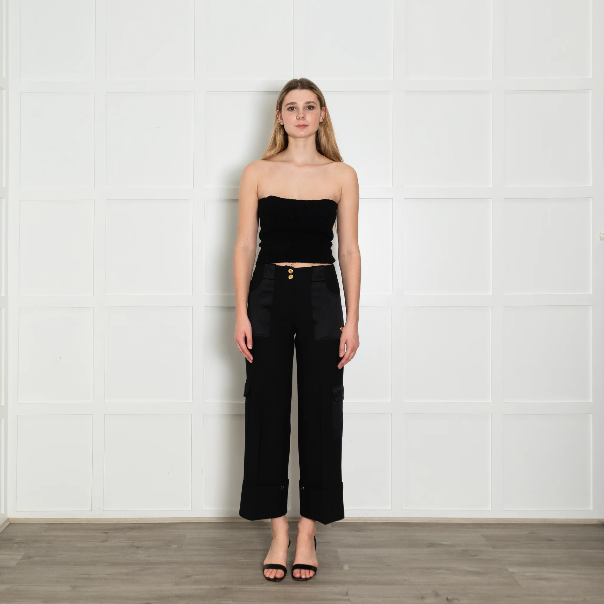 Me+Em Black Side Pocket Adjustable Cuff Wide Trousers