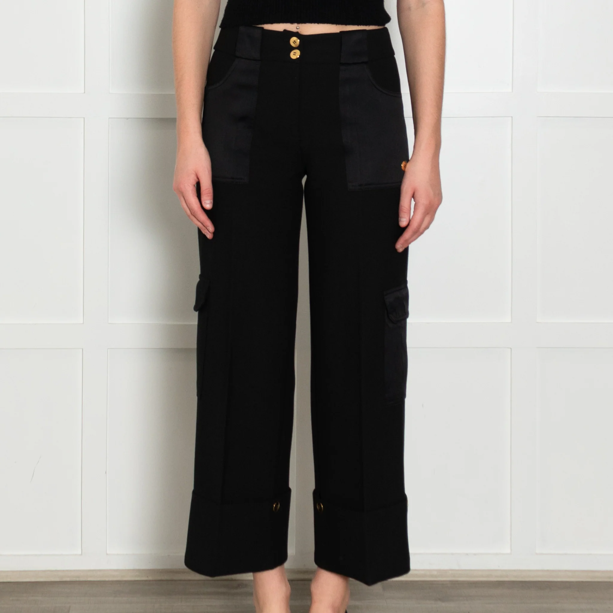 Me+Em Black Side Pocket Adjustable Cuff Wide Trousers - Image 2