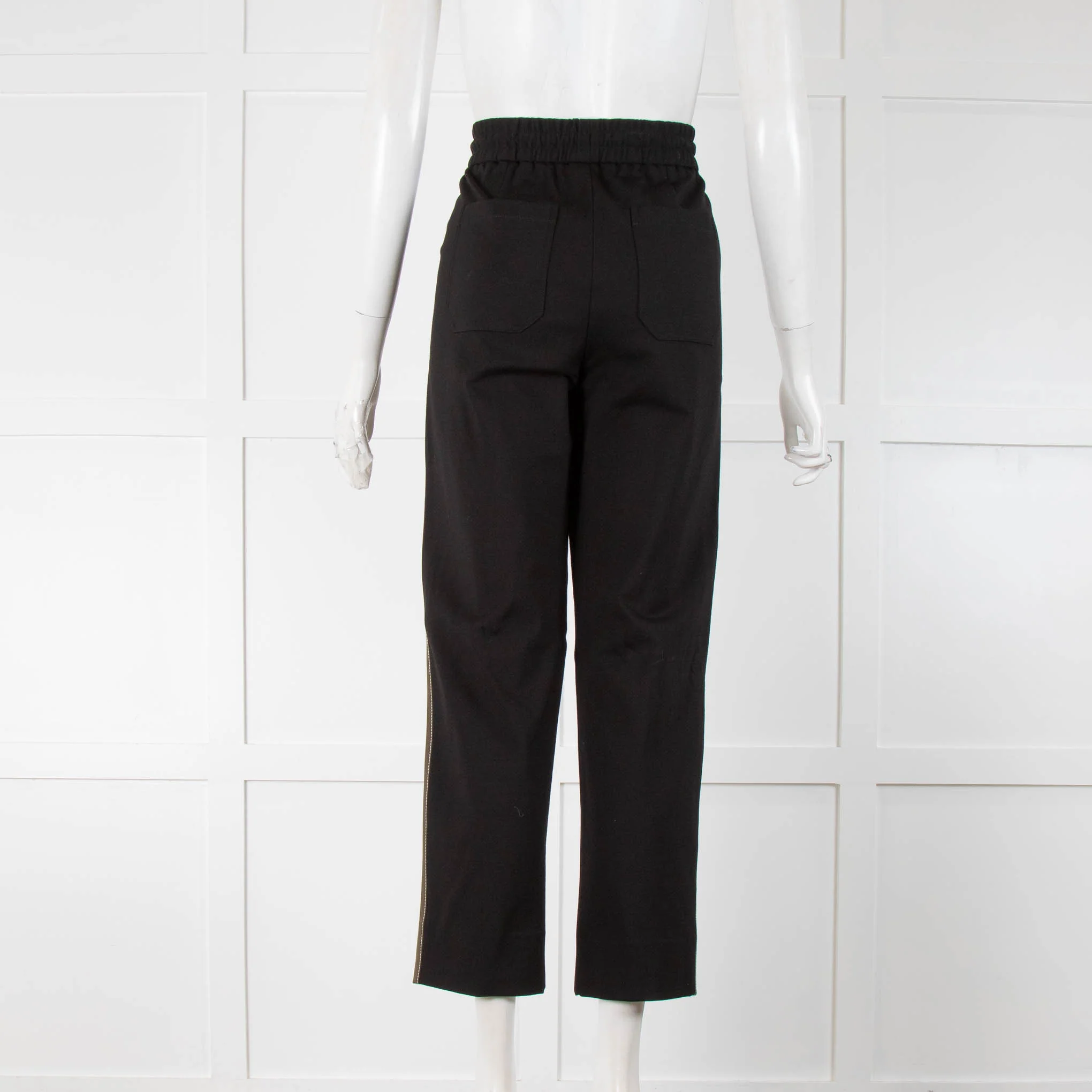 Me+Em Black Straight Leg Joggers with Khaki Side Stripe - Image 3
