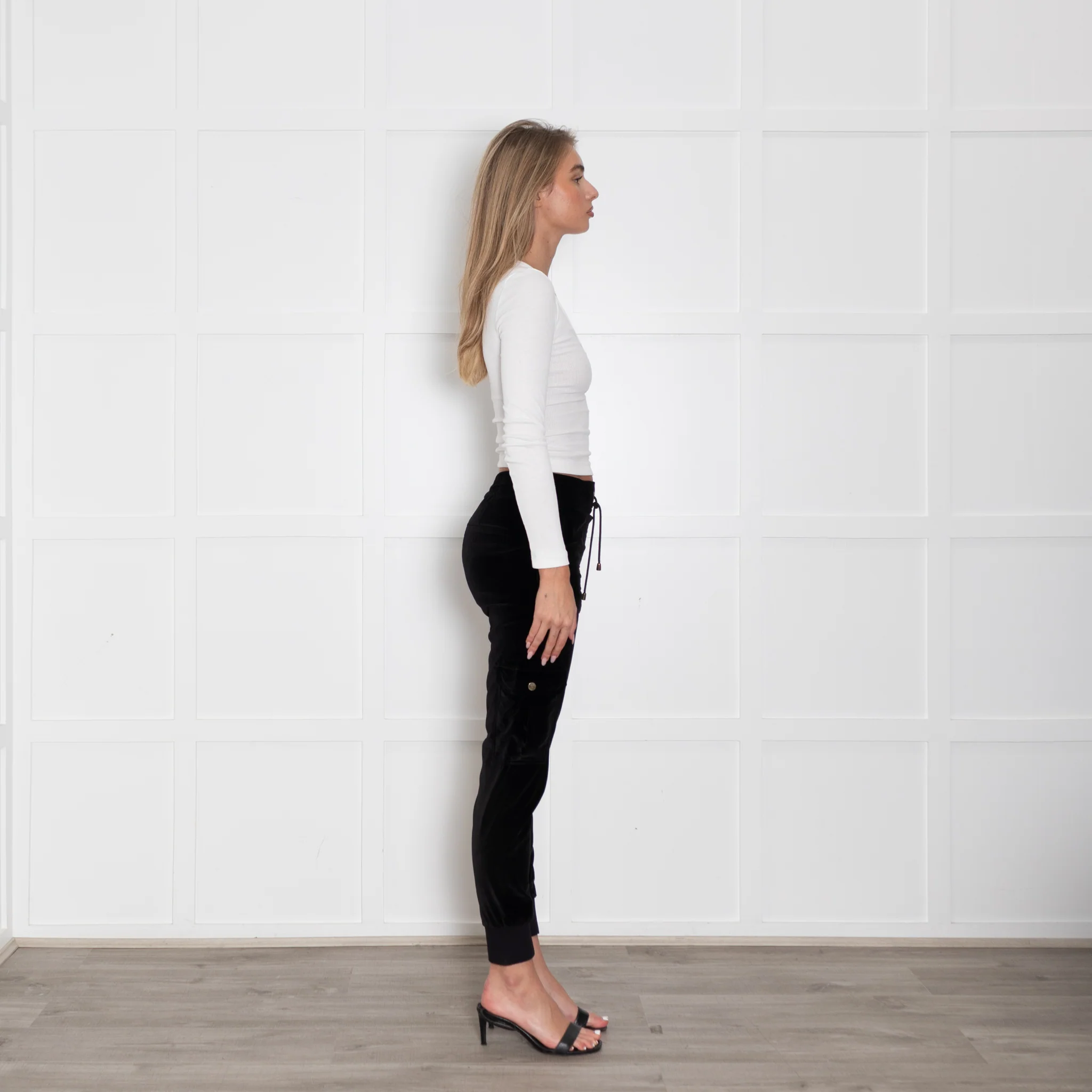 Me+Em Black Velvet Side Pocket Drawstring Waist Joggers - Image 6