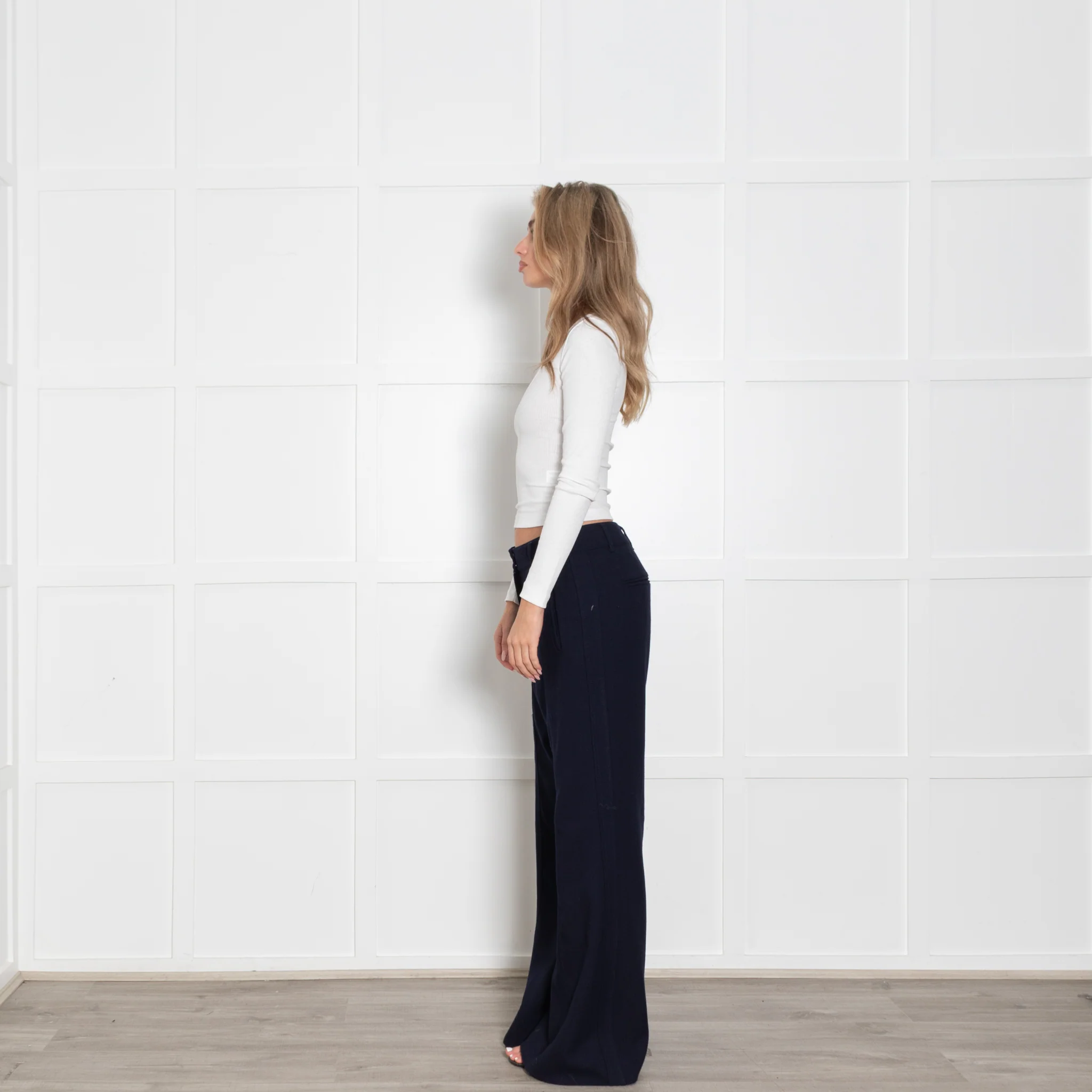 Me+Em Black Wool Blend Pleated Front Wide Leg Trousers - Image 4