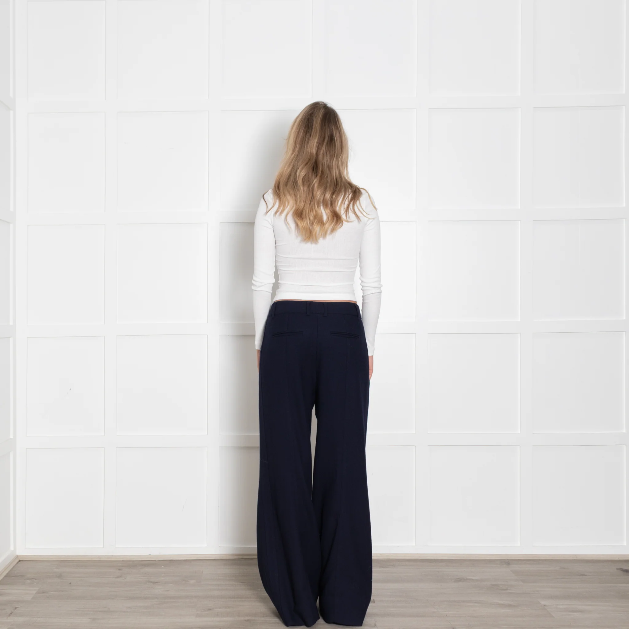 Me+Em Black Wool Blend Pleated Front Wide Leg Trousers - Image 5