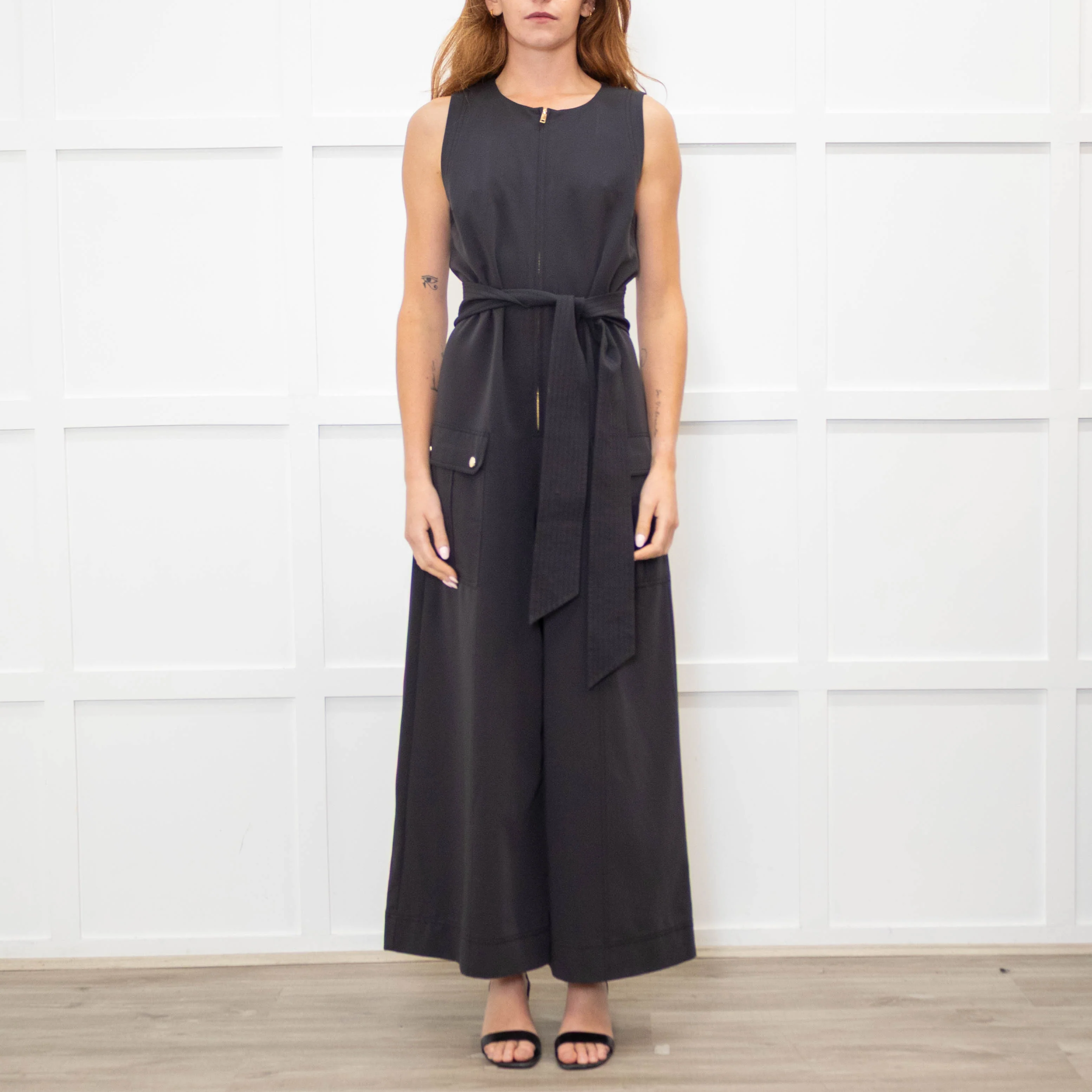 Me + Em Black Zip Front Patch Pocket Jumpsuit - Image 2
